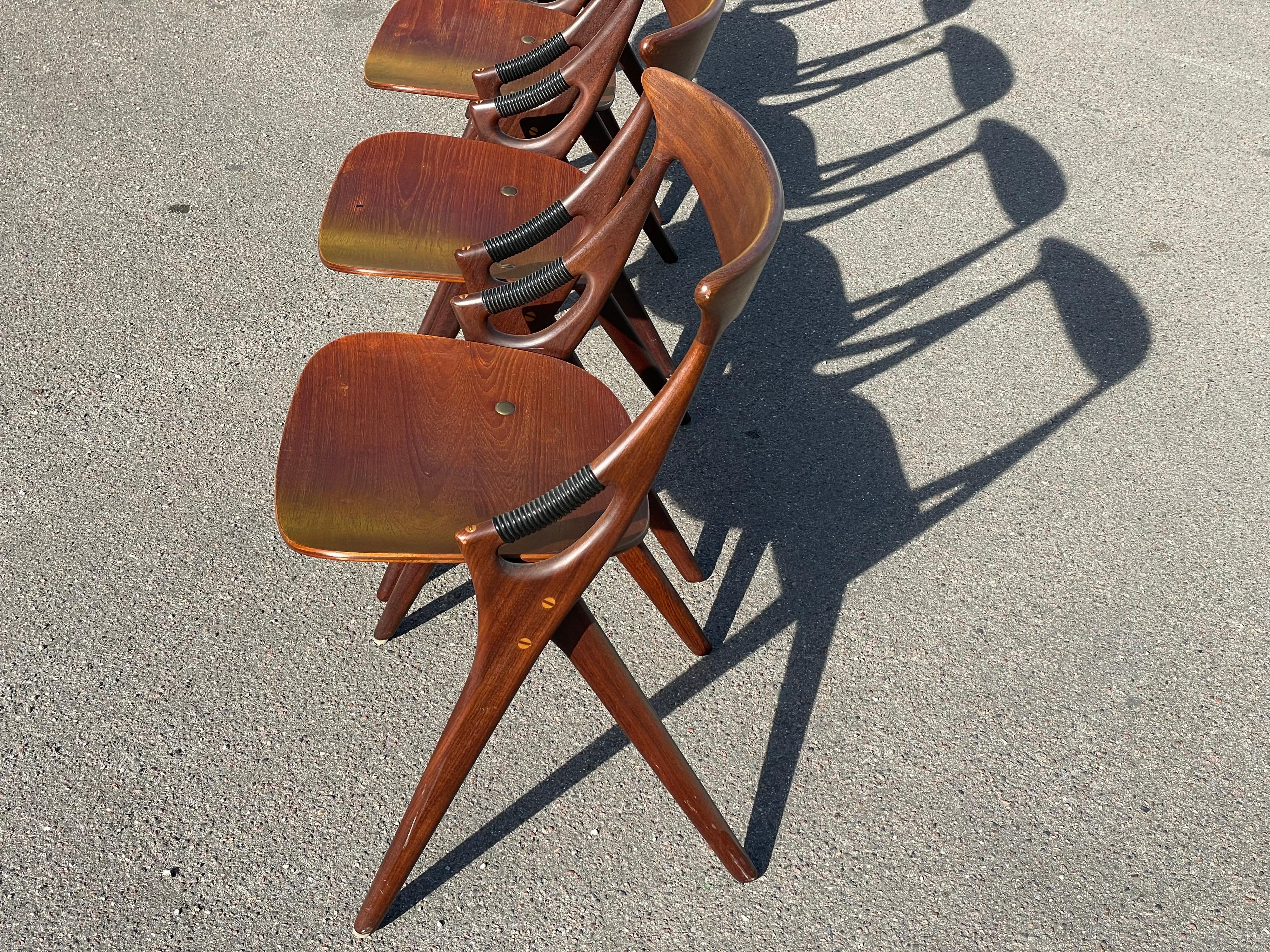 4 Dining Chairs by Arne Hovmand Olsen for Mogens Kold, Denmark, 1959 2