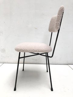 4 Esszimmerstühle von Pizzetti Rome, Italien, 1950er Jahre, neu mit Boucle-Polsterung aus Wolle