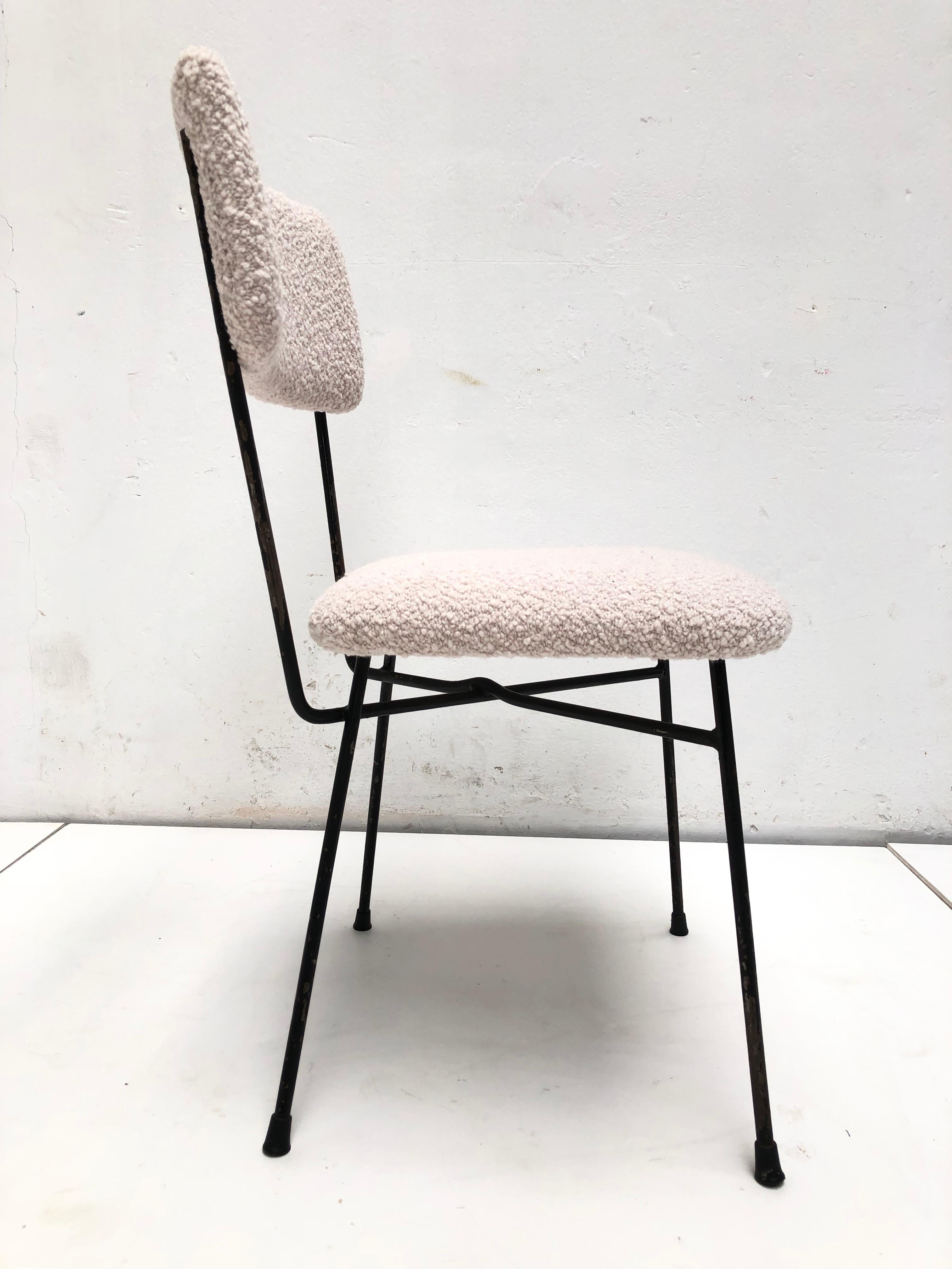 4 Sillas de Comedor de Pizzetti Roma Italia años 50, Tapicería Boucle Lana Nueva Esmaltado en venta
