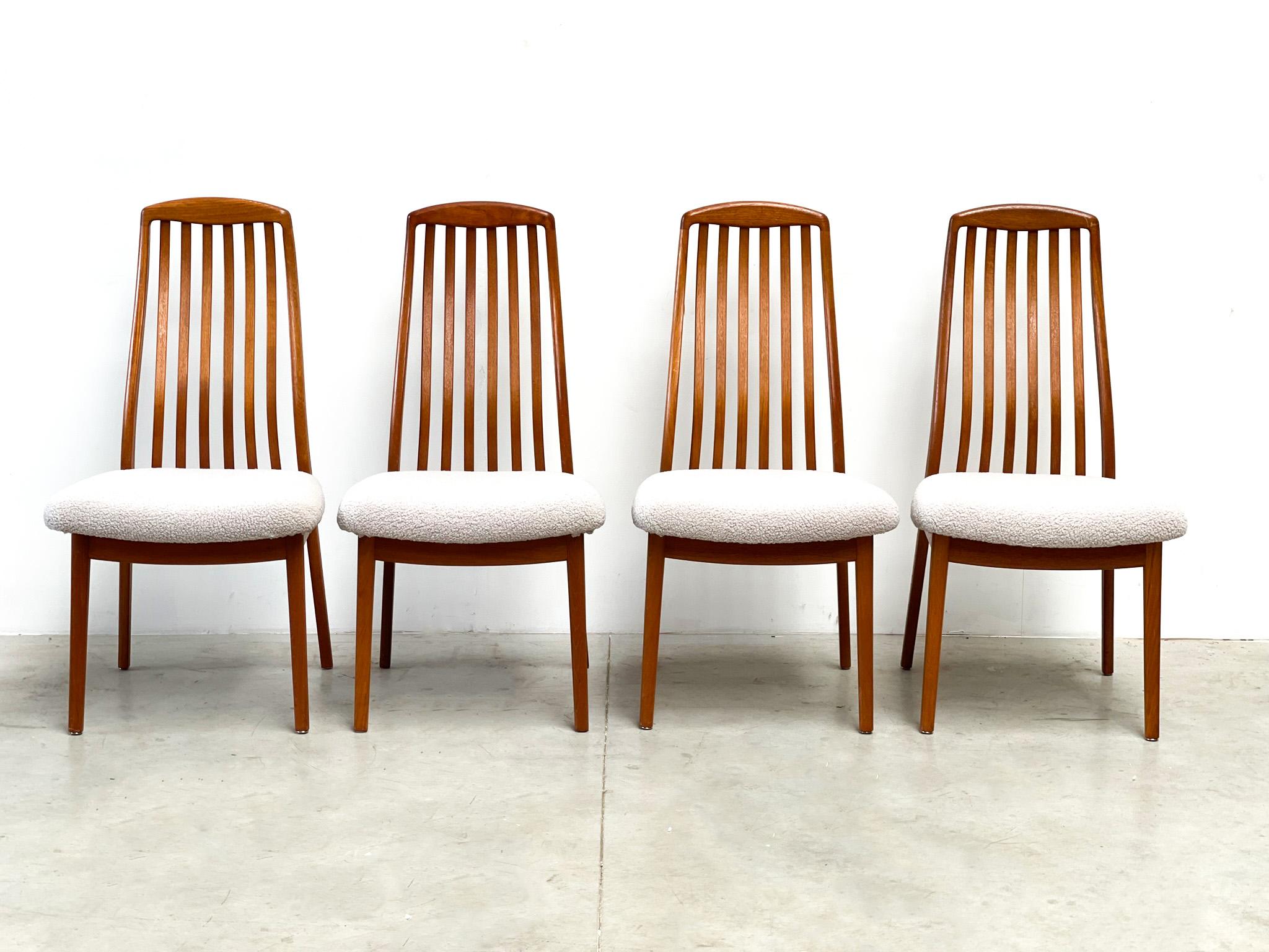 4 dining chairs by Preben Shou Denmark
Very nice and high quality dining chairs. These chairs were designed by Preben Shou in the late 70's. iThis is a perfect example of fine craftsmanship and quality. The chairs have been reupholstred with a