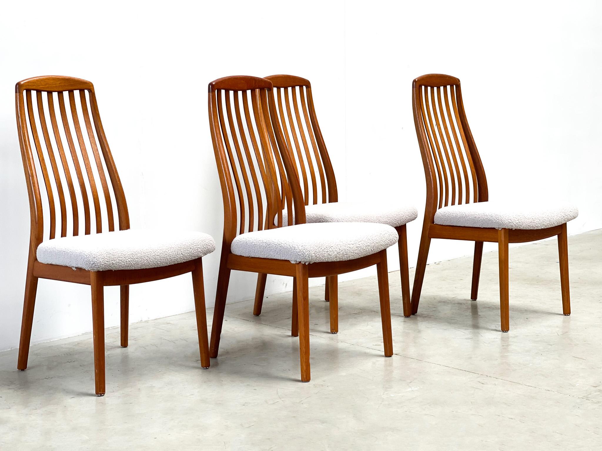 Bouclé 4 dining chairs by Preben Shou Denmark For Sale