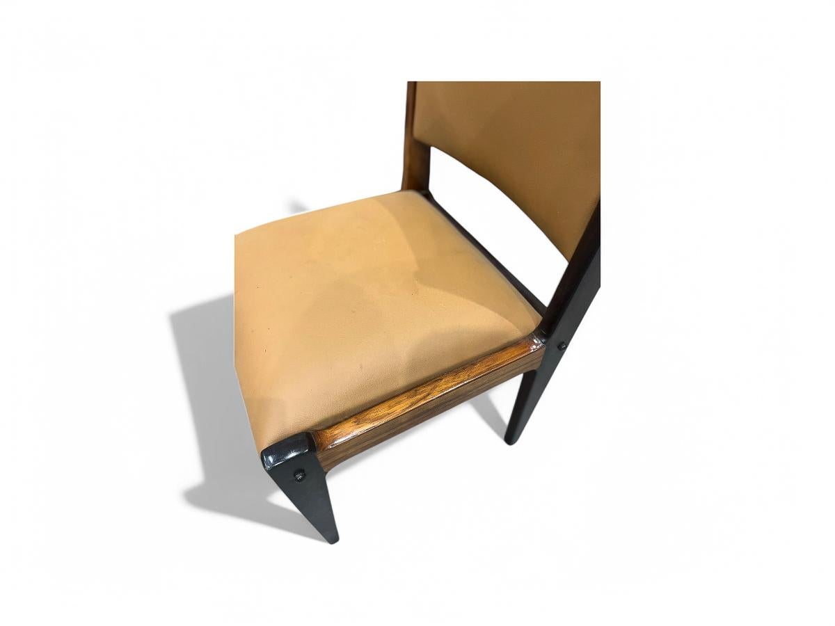 4 Dining Chairs in Hardwood & Leather by Sergio Rodrigues, Brazil , 1960 For Sale 4
