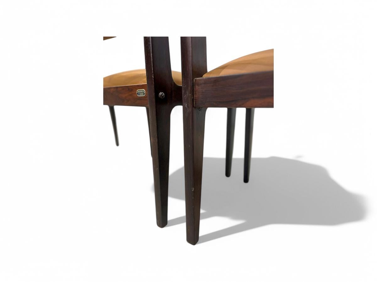 4 Dining Chairs in Hardwood & Leather by Sergio Rodrigues, Brazil , 1960 For Sale 5