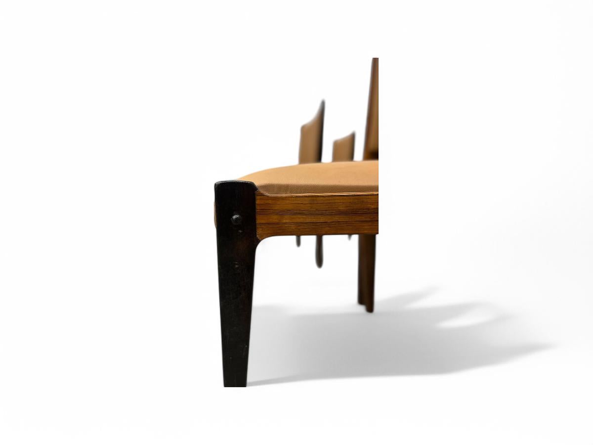 4 Dining Chairs in Hardwood & Leather by Sergio Rodrigues, Brazil , 1960 For Sale 6