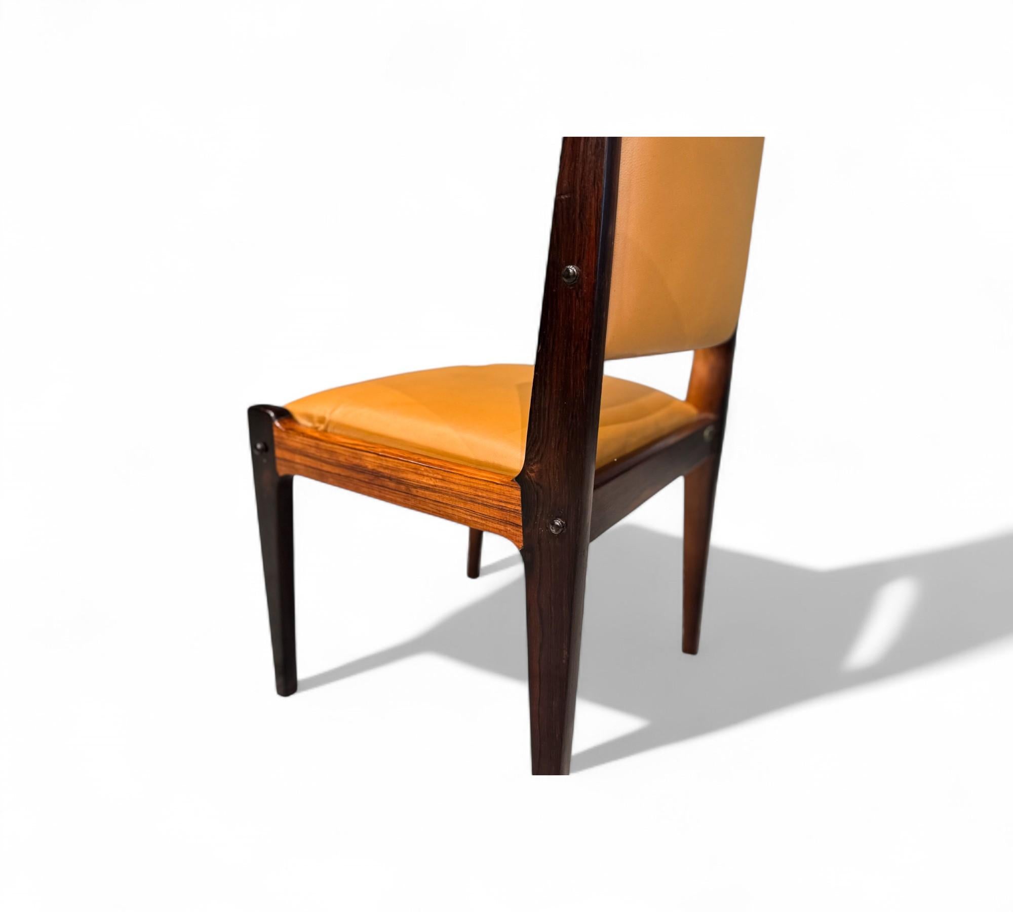 4 Dining Chairs in Hardwood & Leather by Sergio Rodrigues, Brazil , 1960 For Sale 8