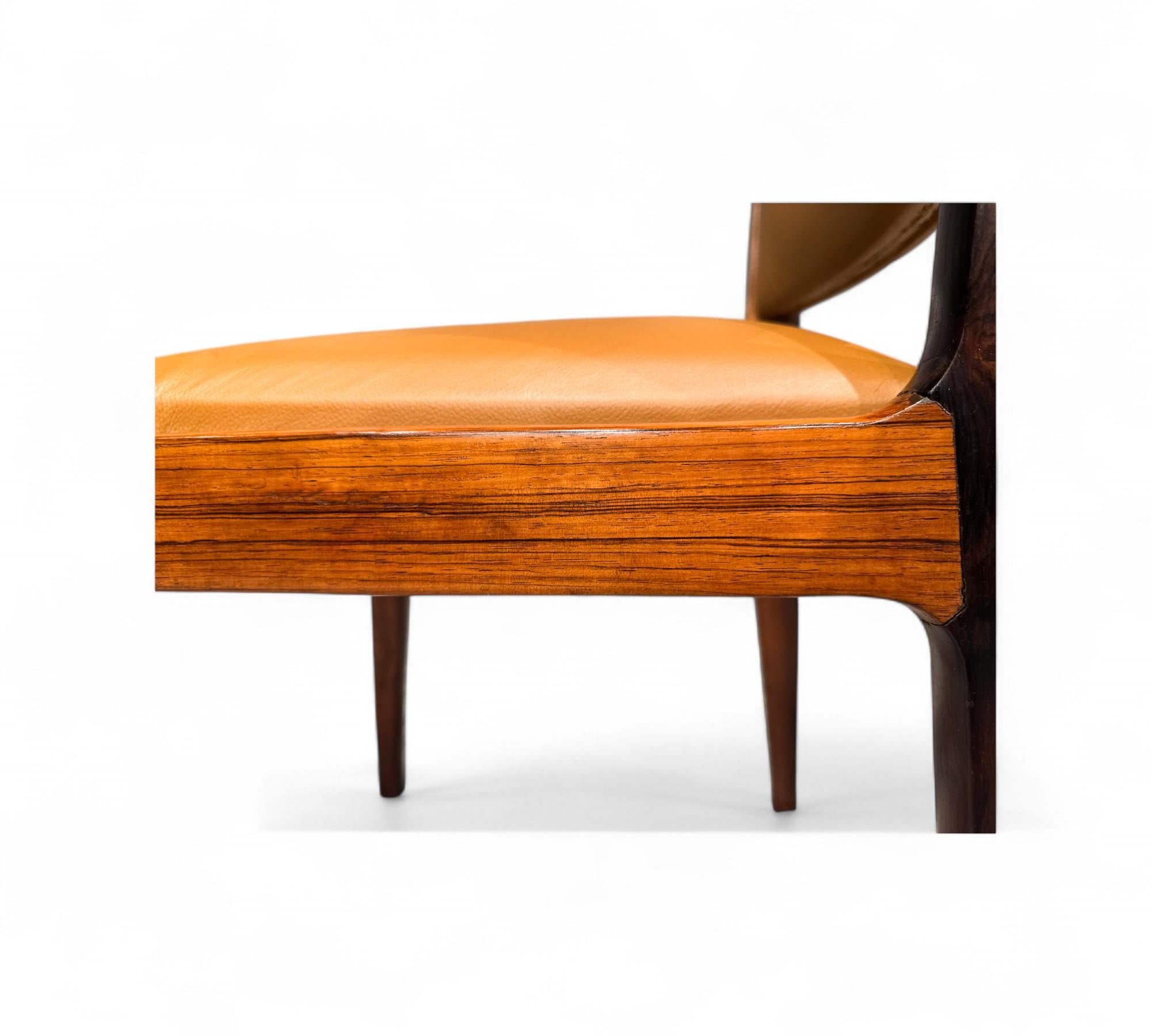4 Dining Chairs in Hardwood & Leather by Sergio Rodrigues, Brazil , 1960 For Sale 12
