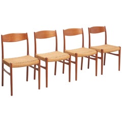 4 Dining Chairs in Teak, Glyngore Stolefabrik