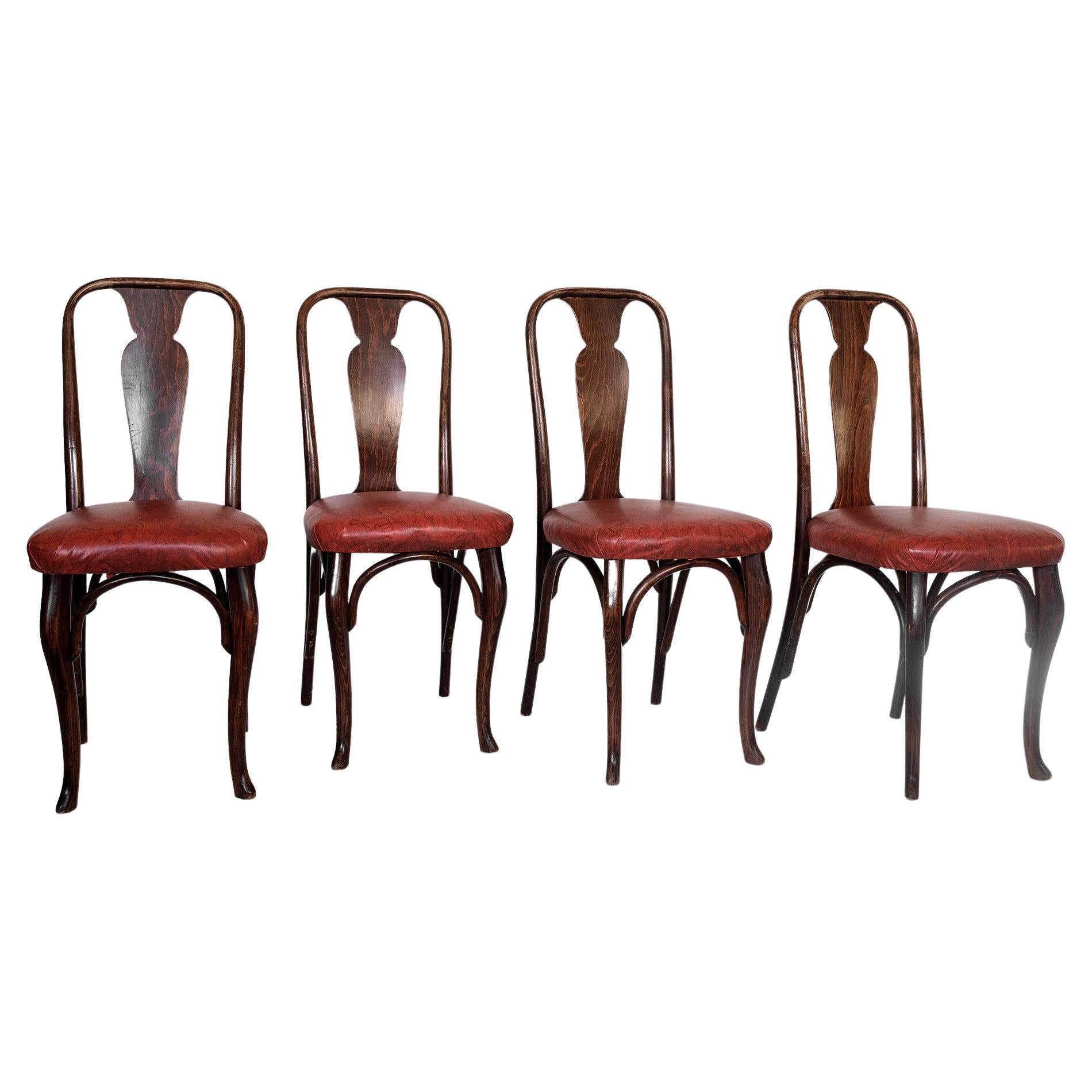 4 Dining Chairs Model "Glaris" from Horgen Glarus, Switzerland, 1915 For Sale