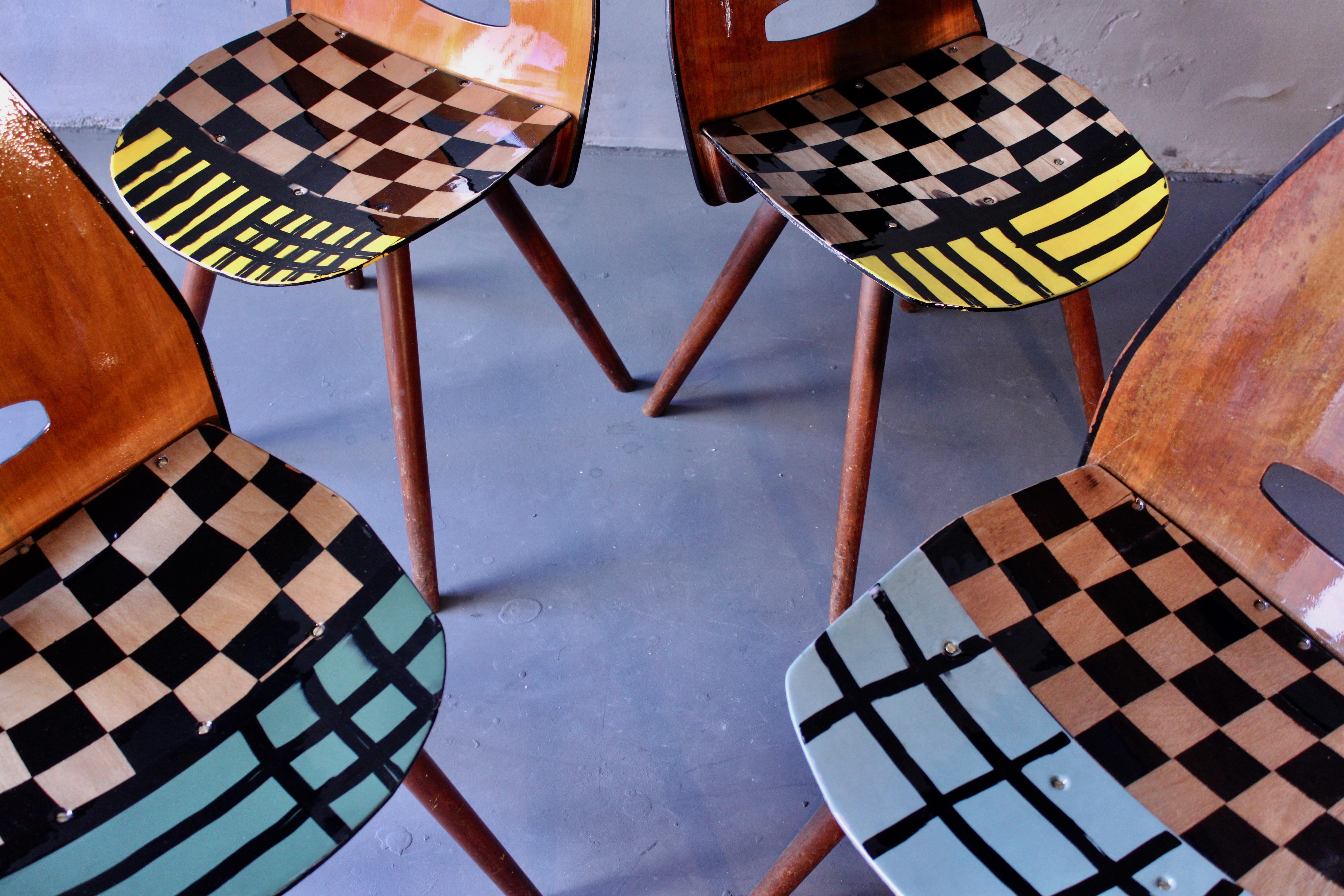 Mid-20th Century 4 Dining Room Chairs, 