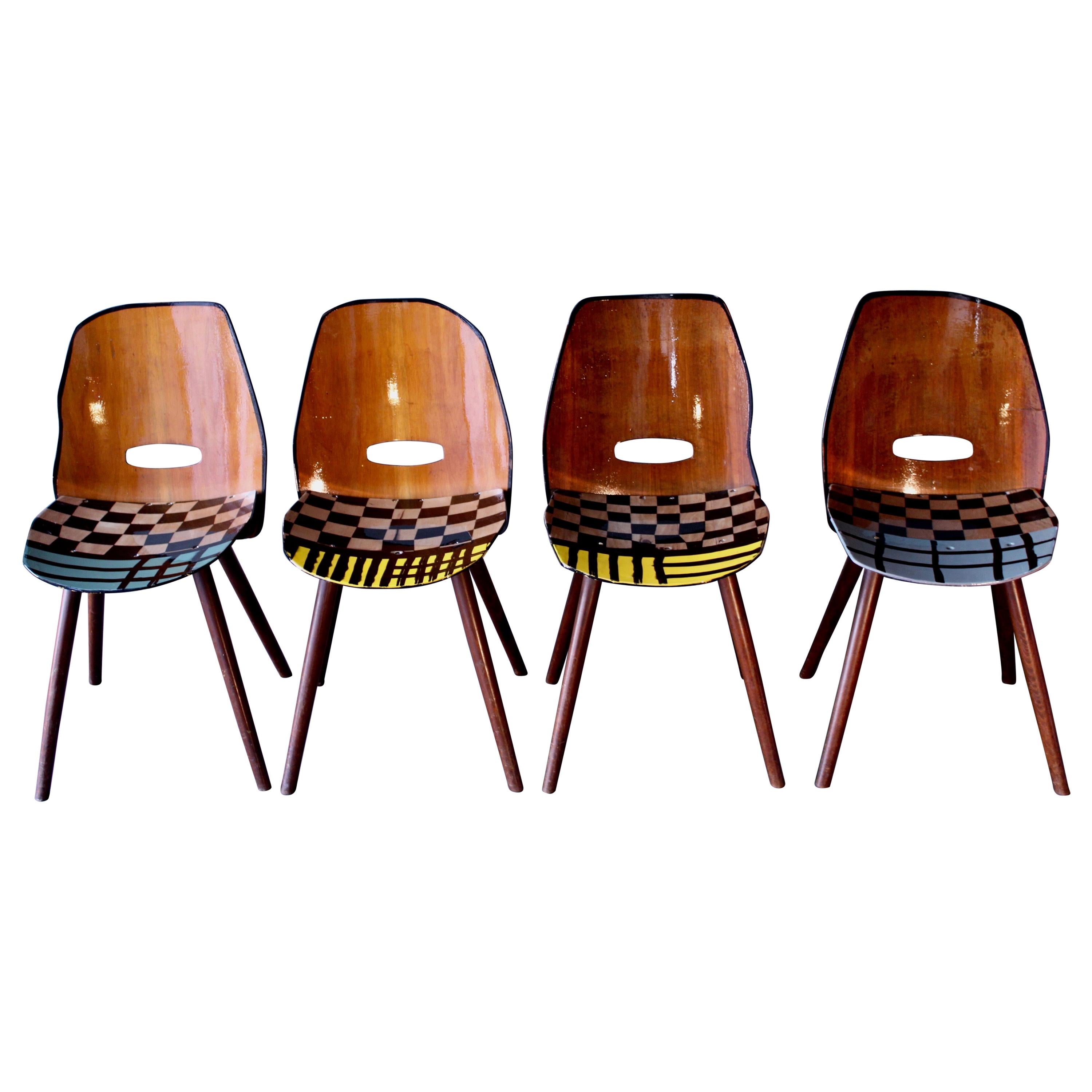 4 Dining Room Chairs, "Es Wird Schon", Out of the Black Is Beautiful Series For Sale