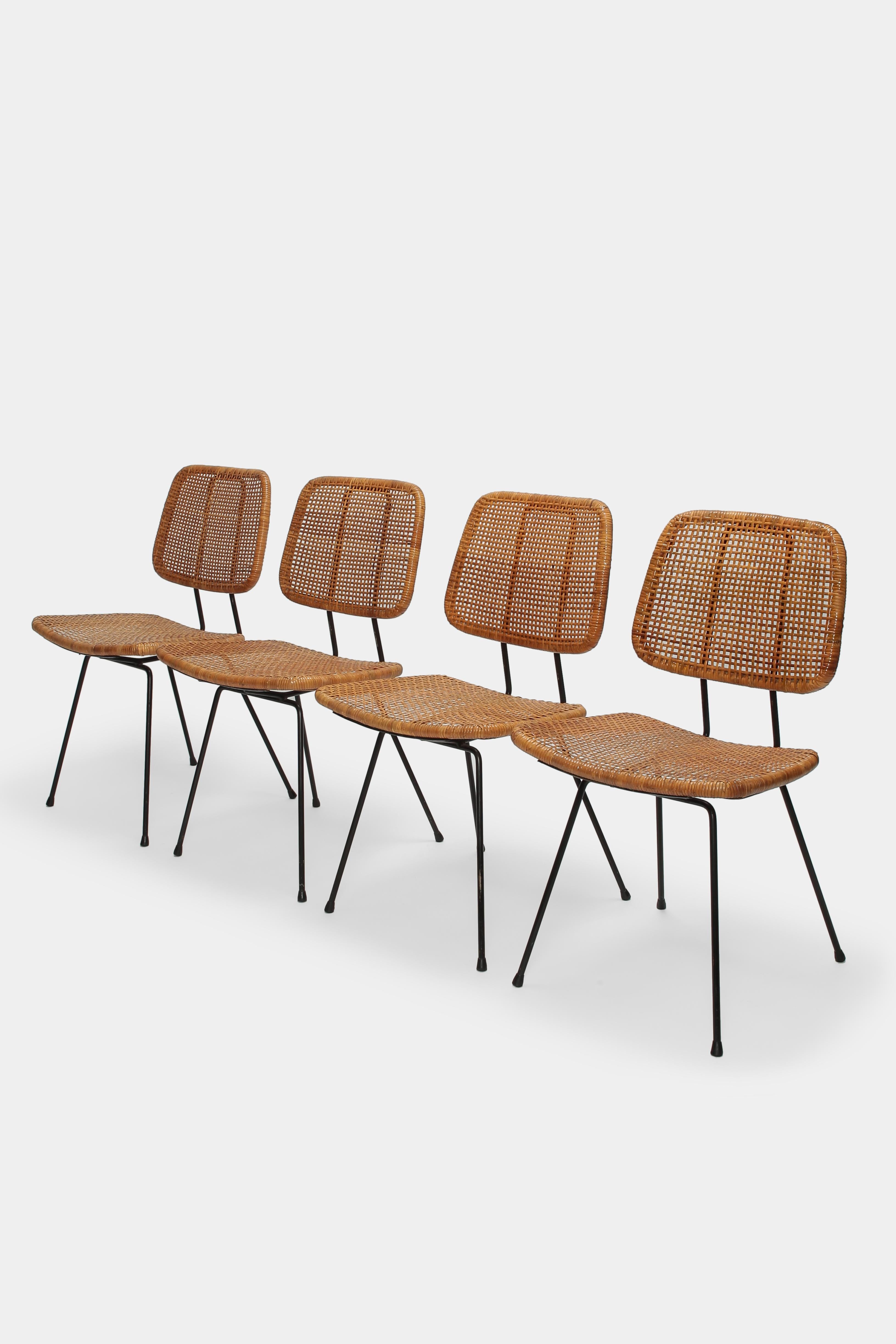 Mid-Century Modern 4 Dirk Van Sliedregt Chairs 550 Rohé Noordwolde, 1950s