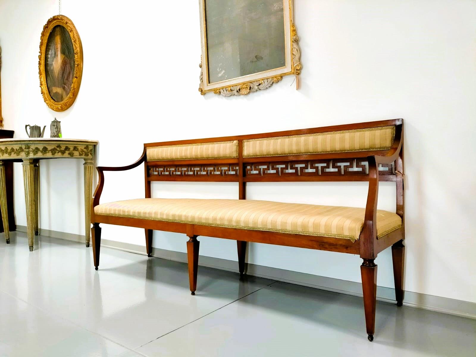 Italian 4 Louis XVI walnut settees from the second half of the 1700s. For Sale
