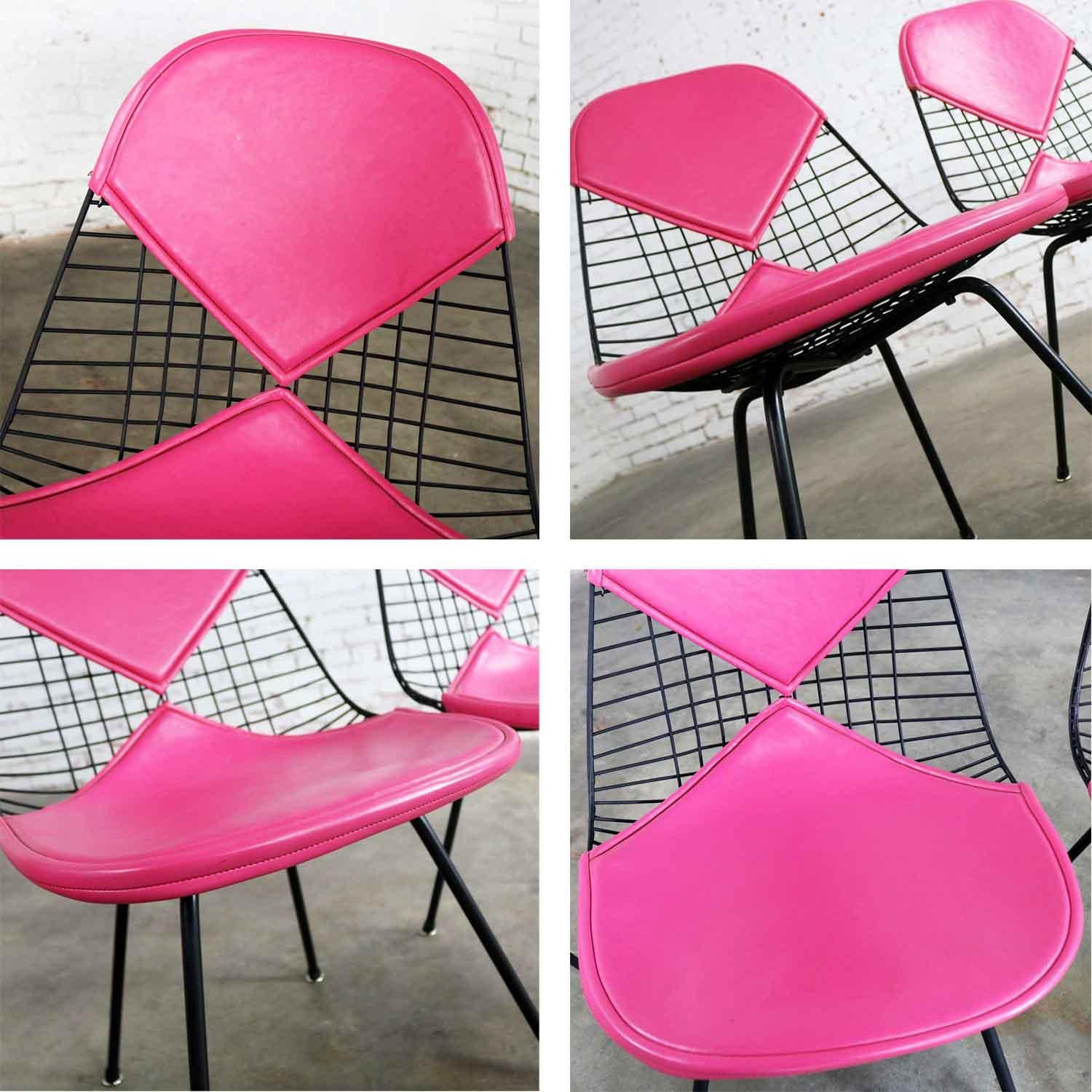 4 DKX-2 Wire Bikini Shell Chairs X Bases Hot Pink Bikinis Eames Herman Miller For Sale 4