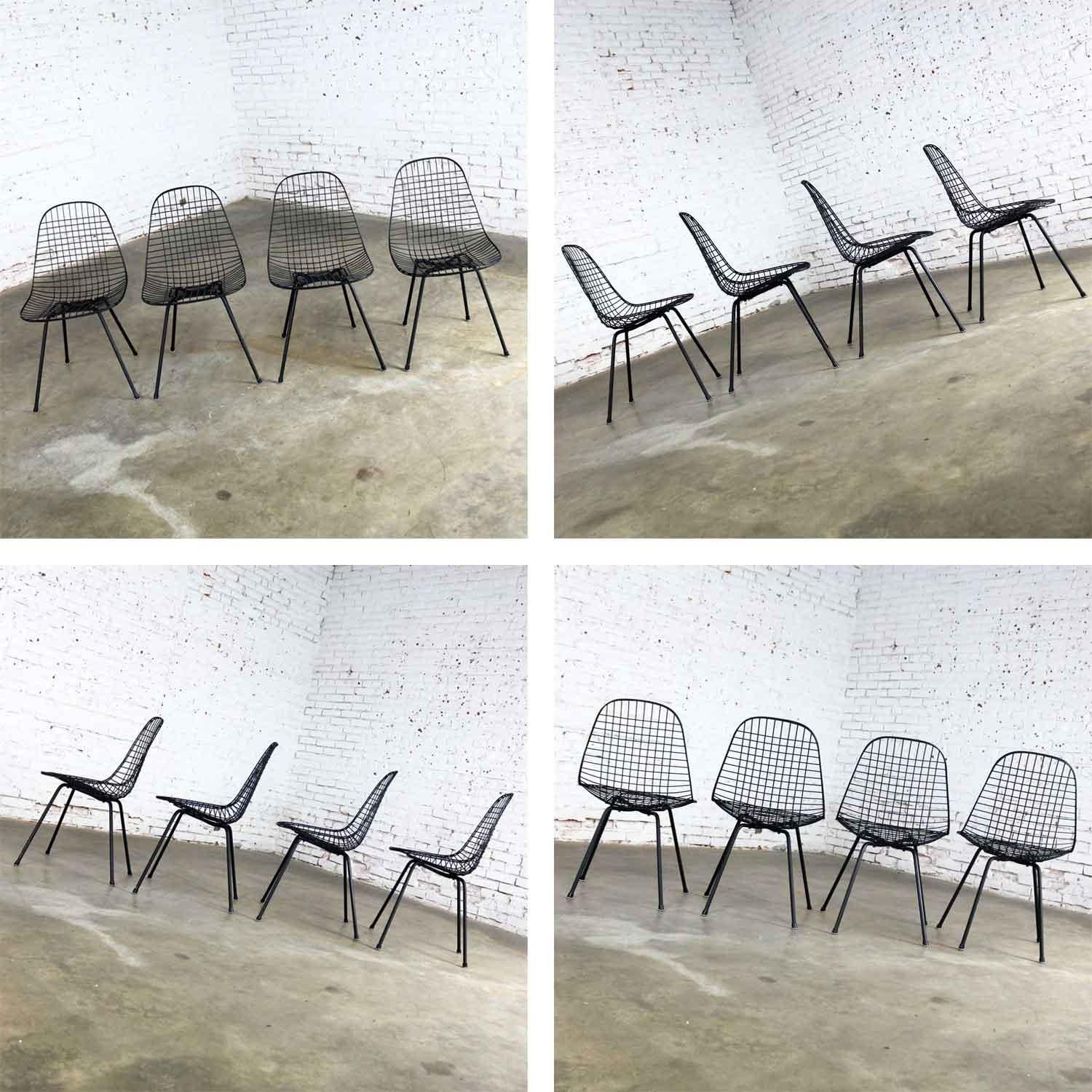 4 DKX-2 Wire Bikini Shell Chairs X Bases Hot Pink Bikinis Eames Herman Miller 6