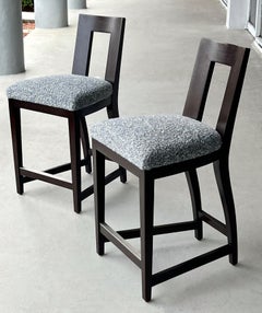 Set of 4 Donghia Ebonized Oak Bar Stools Counterheight