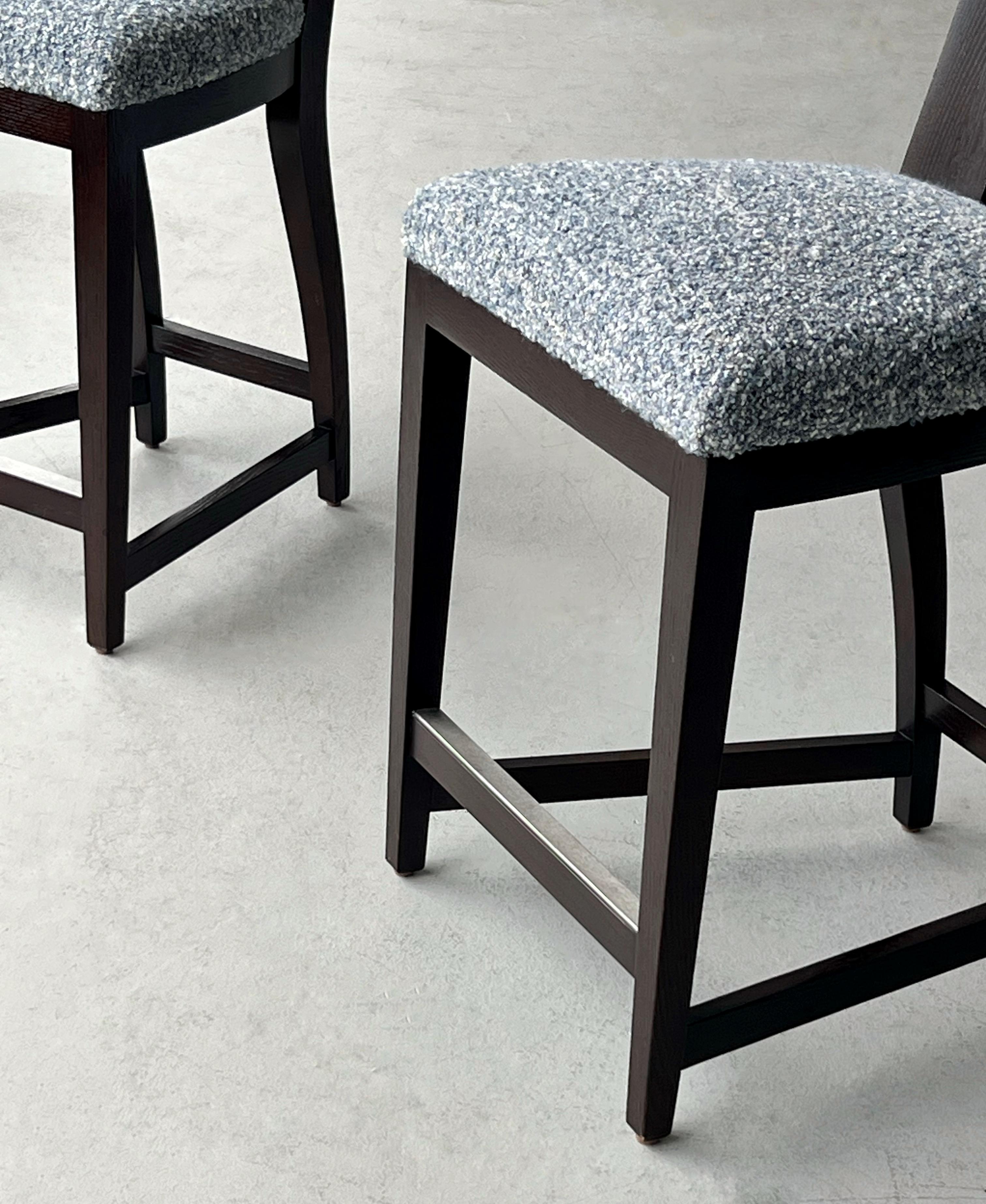 American Set of 4 Donghia Ebonized Oak Bar Stools Counterheight For Sale