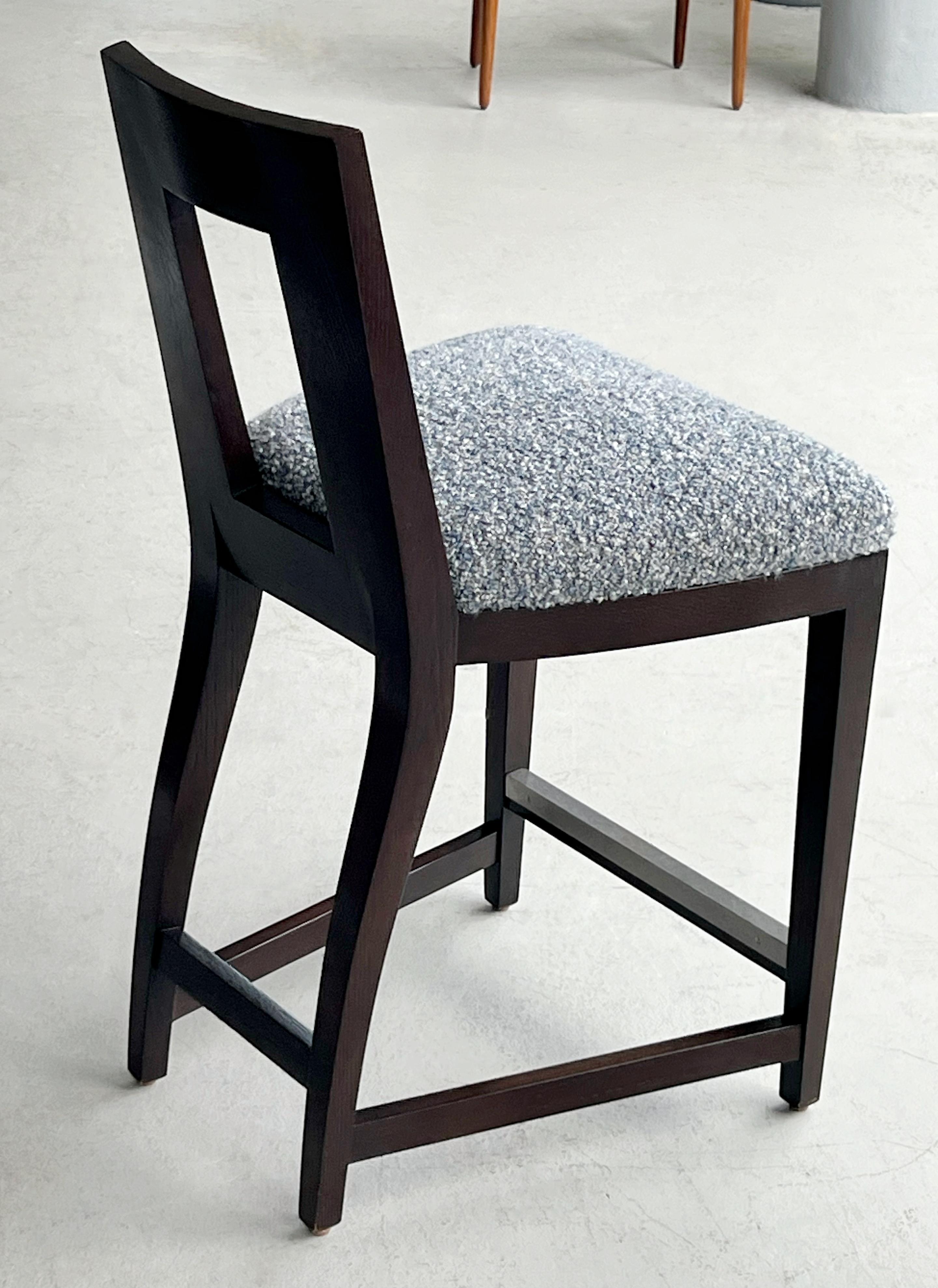 Set of 4 Donghia Ebonized Oak Bar Stools Counterheight In Good Condition For Sale In Miami, FL