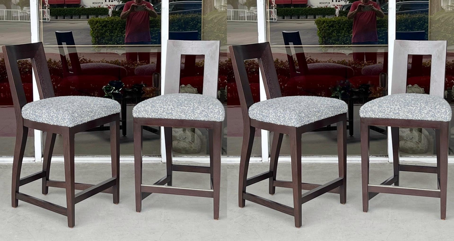 Late 20th Century Set of 4 Donghia Ebonized Oak Bar Stools Counterheight For Sale