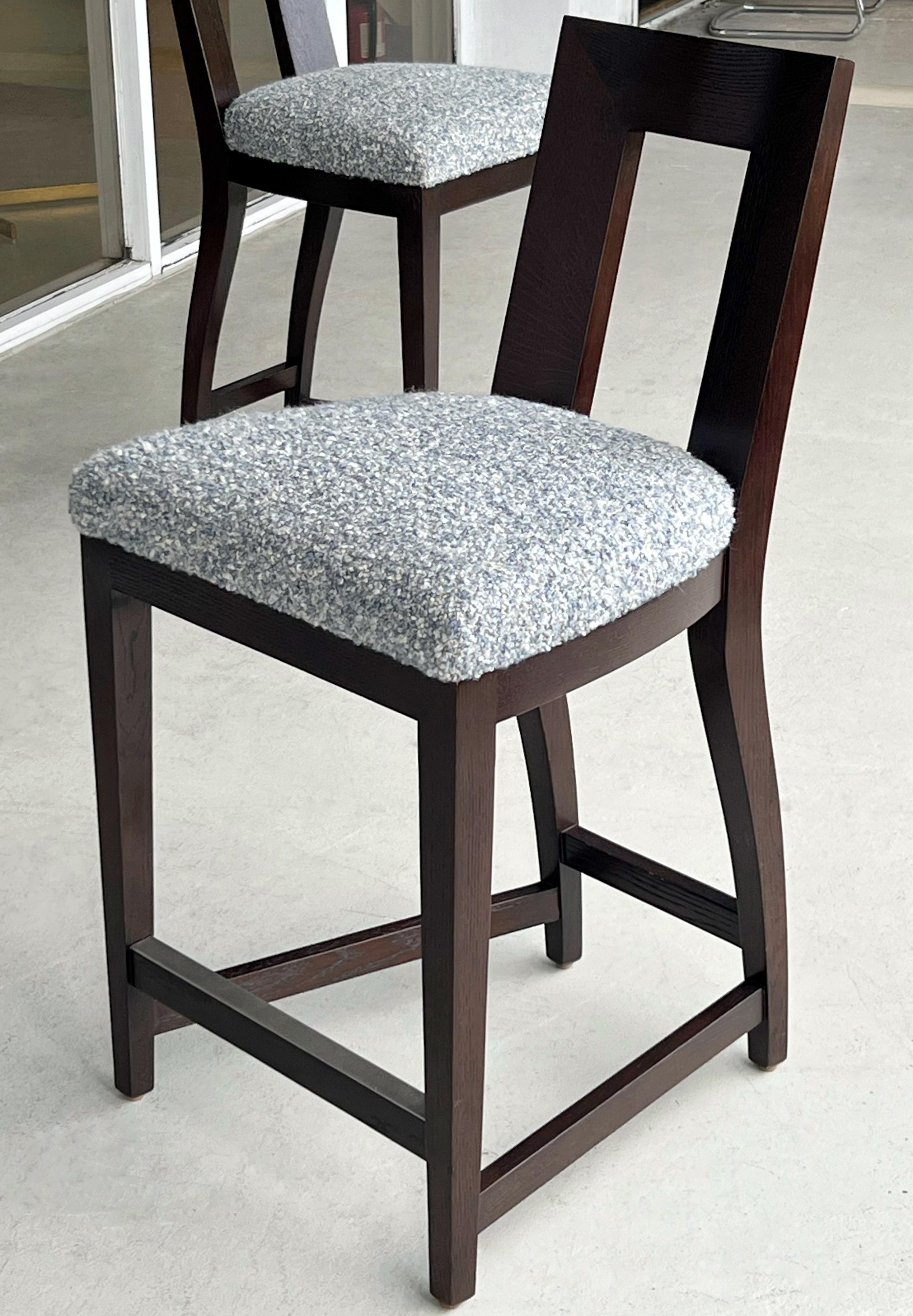 Set of 4 Donghia Ebonized Oak Bar Stools Counterheight For Sale 1