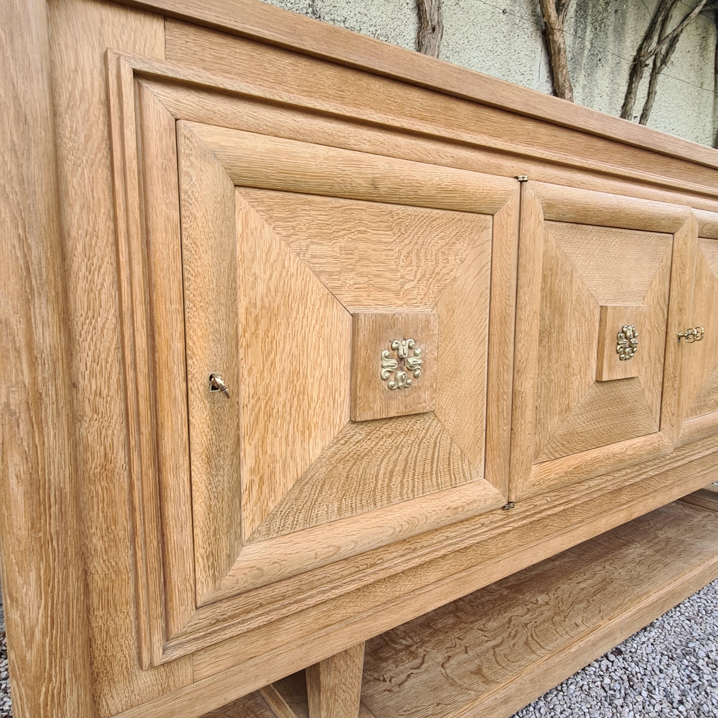 Bleached 4-Door Art Deco Style Sideboard in the Style of Charles Dudouyt For Sale