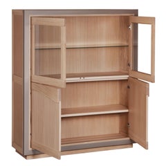 4-Door Display Cabinet 4 Doors in Oak, Design C. Lecomte, 100% Made in France