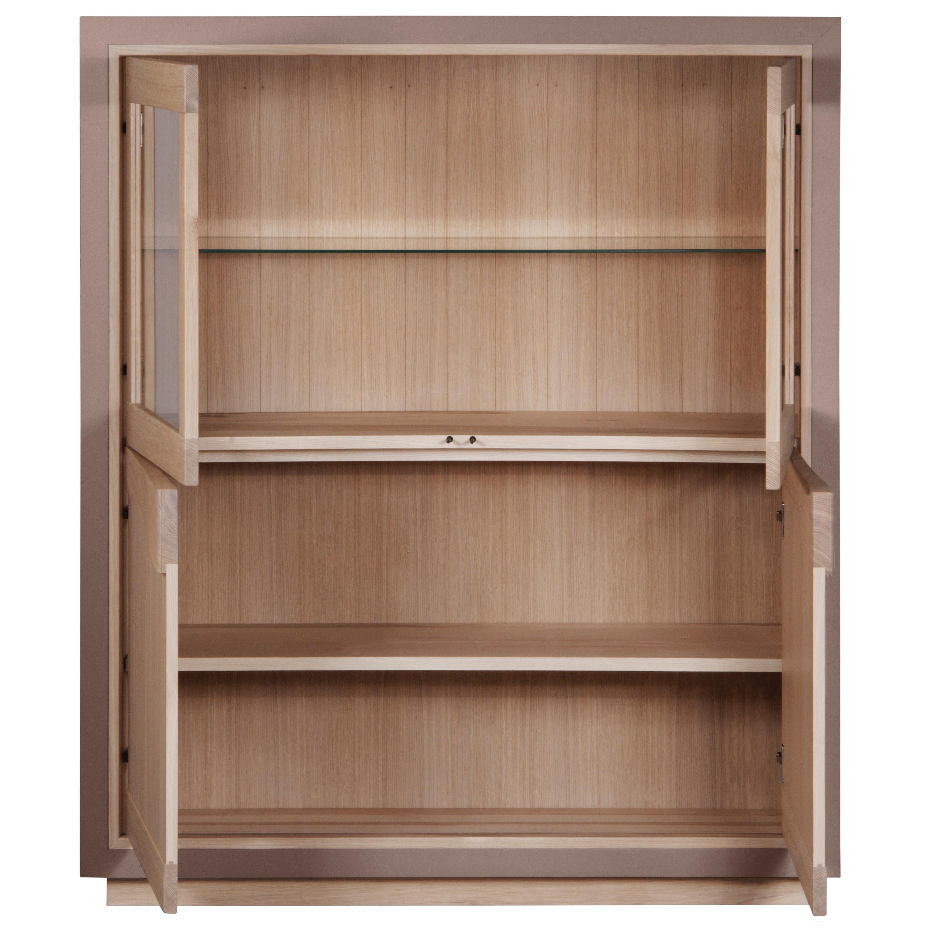 Modern 4-Door Display Cabinet 4 Doors in Oak, Design C. Lecomte, 100% Made in France For Sale