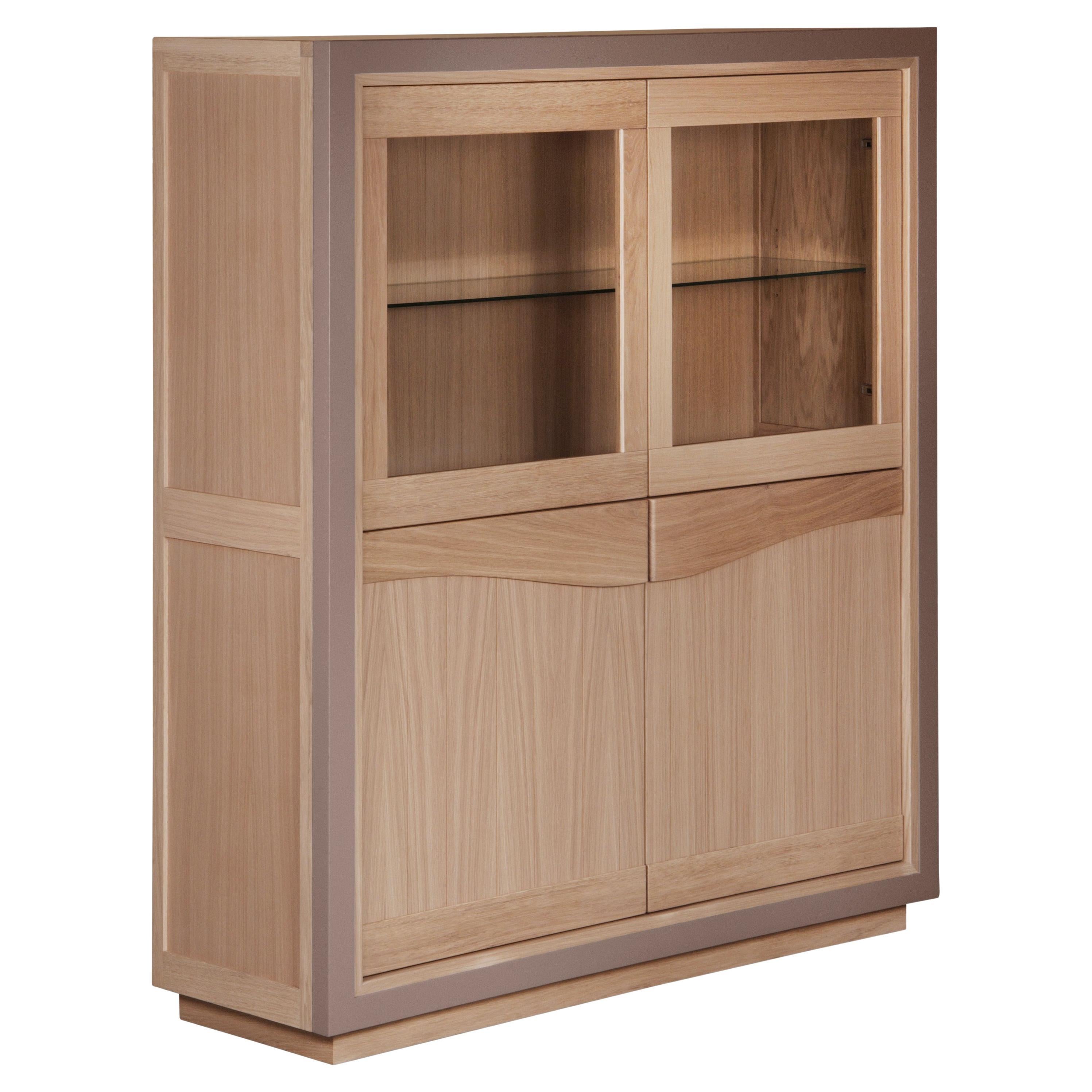 4-türiger Vitrinenschrank mit 4 Türen aus Eiche, Design C. Lecomte, 100 % in Frankreich hergestellt im Angebot