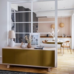4-Door Low Sideboard in Ash Wood, Designed by E. Gizard - Paris