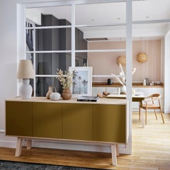 French 4-Door Hand-Crafted Wooden Sideboard, Designer Eric Gizard - Paris