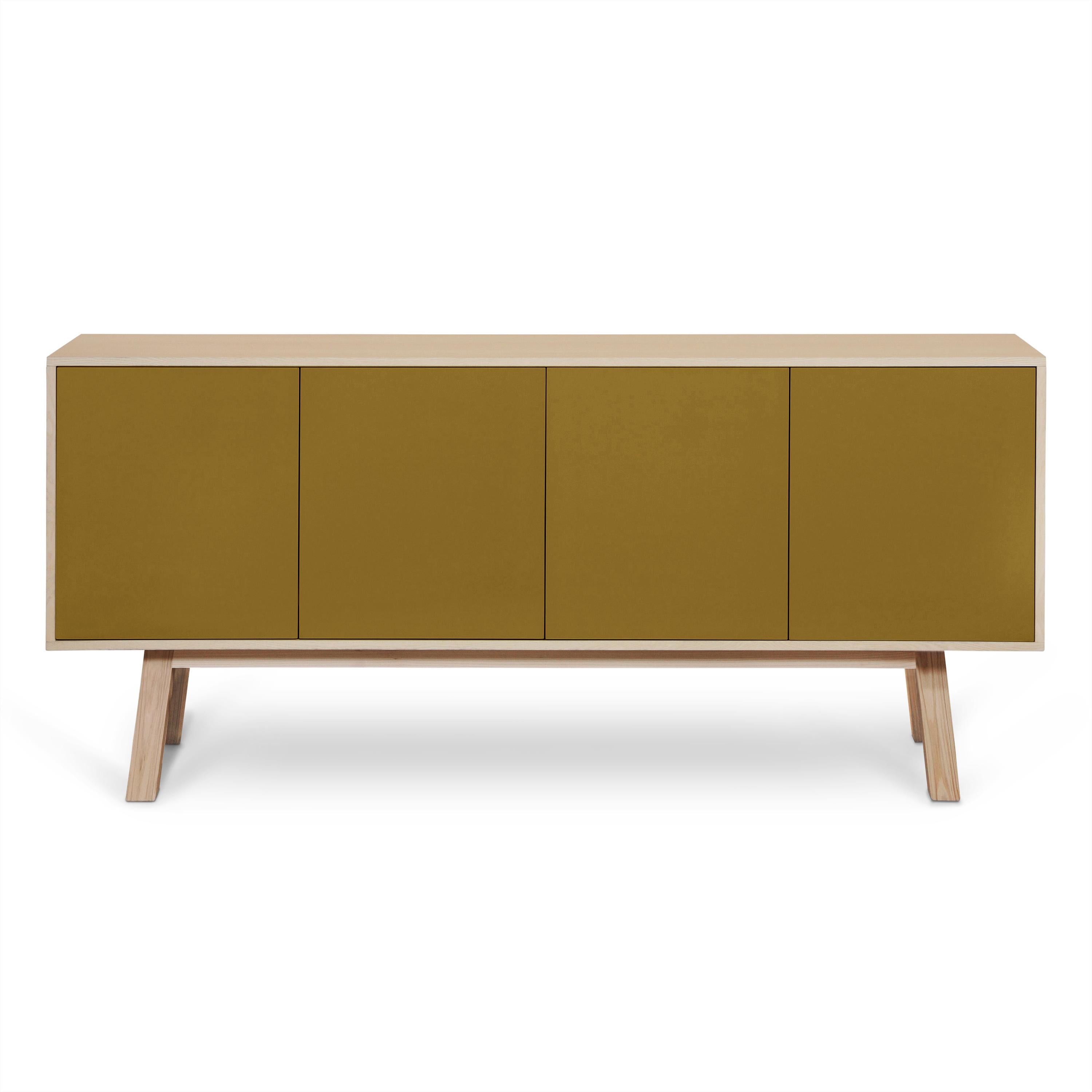 Scandinavian Modern 4-Door Sideboard Kube in Ash Wood, Scandinavian Style For Sale