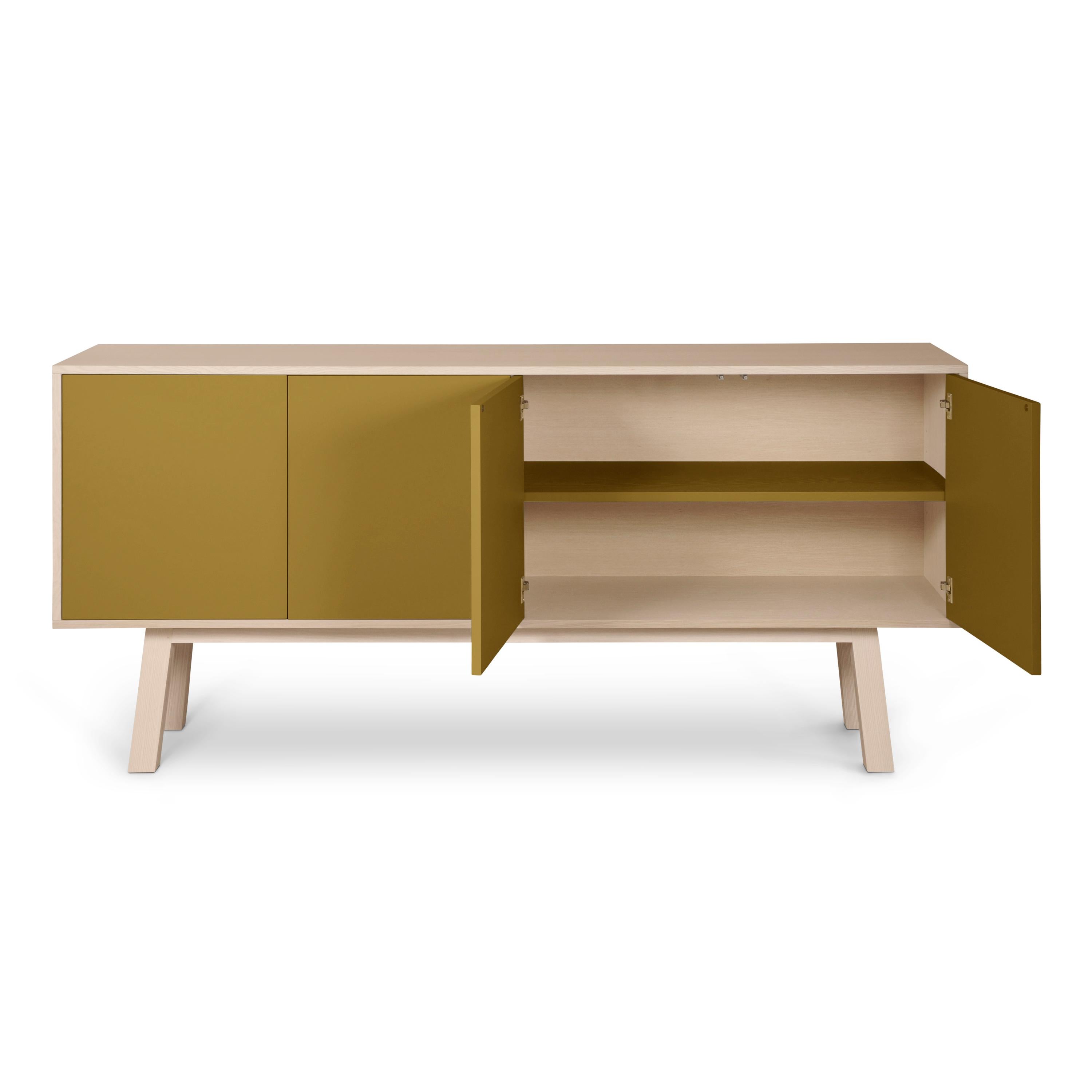 French 4-Door Sideboard Kube in Ash Wood, Scandinavian Style For Sale