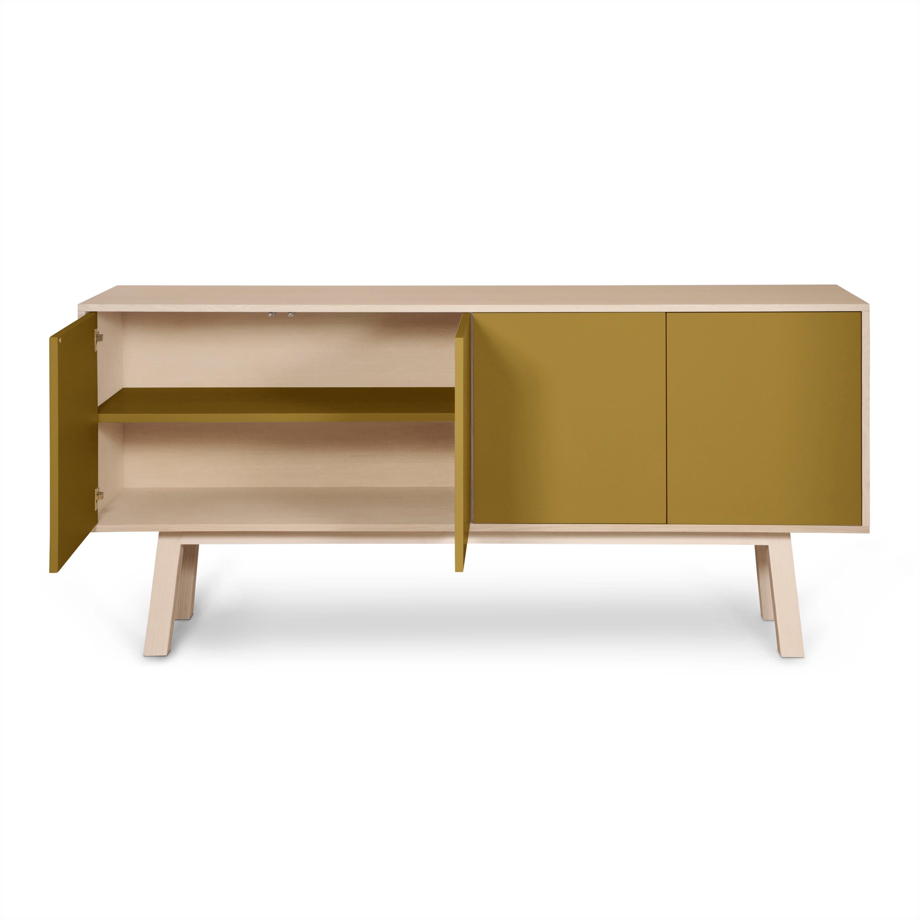 Woodwork 4-Door Sideboard Kube in Ash Wood, Scandinavian Style For Sale