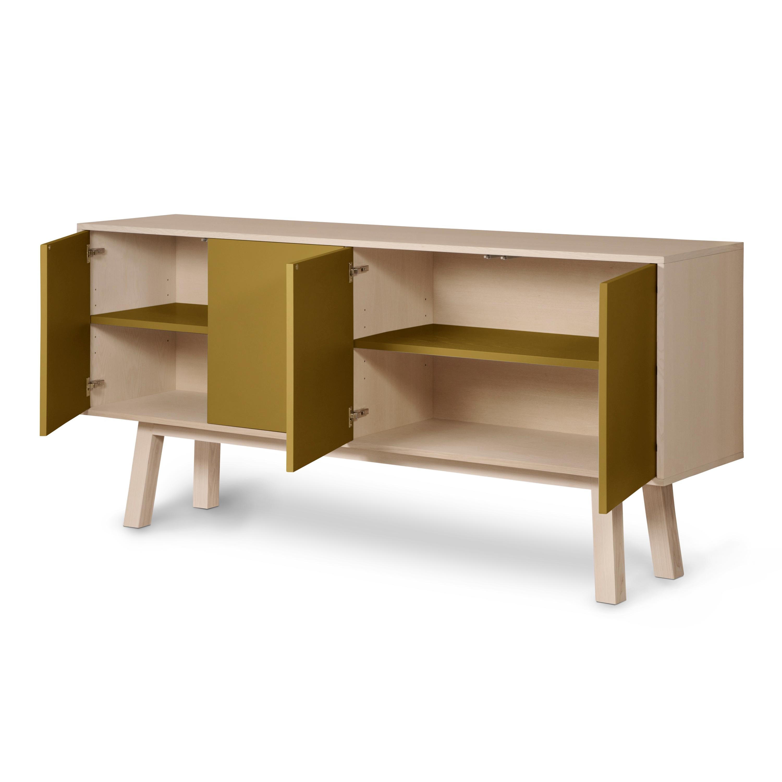 4-Door Sideboard Kube in Ash Wood, Scandinavian Style In New Condition For Sale In Landivy, FR