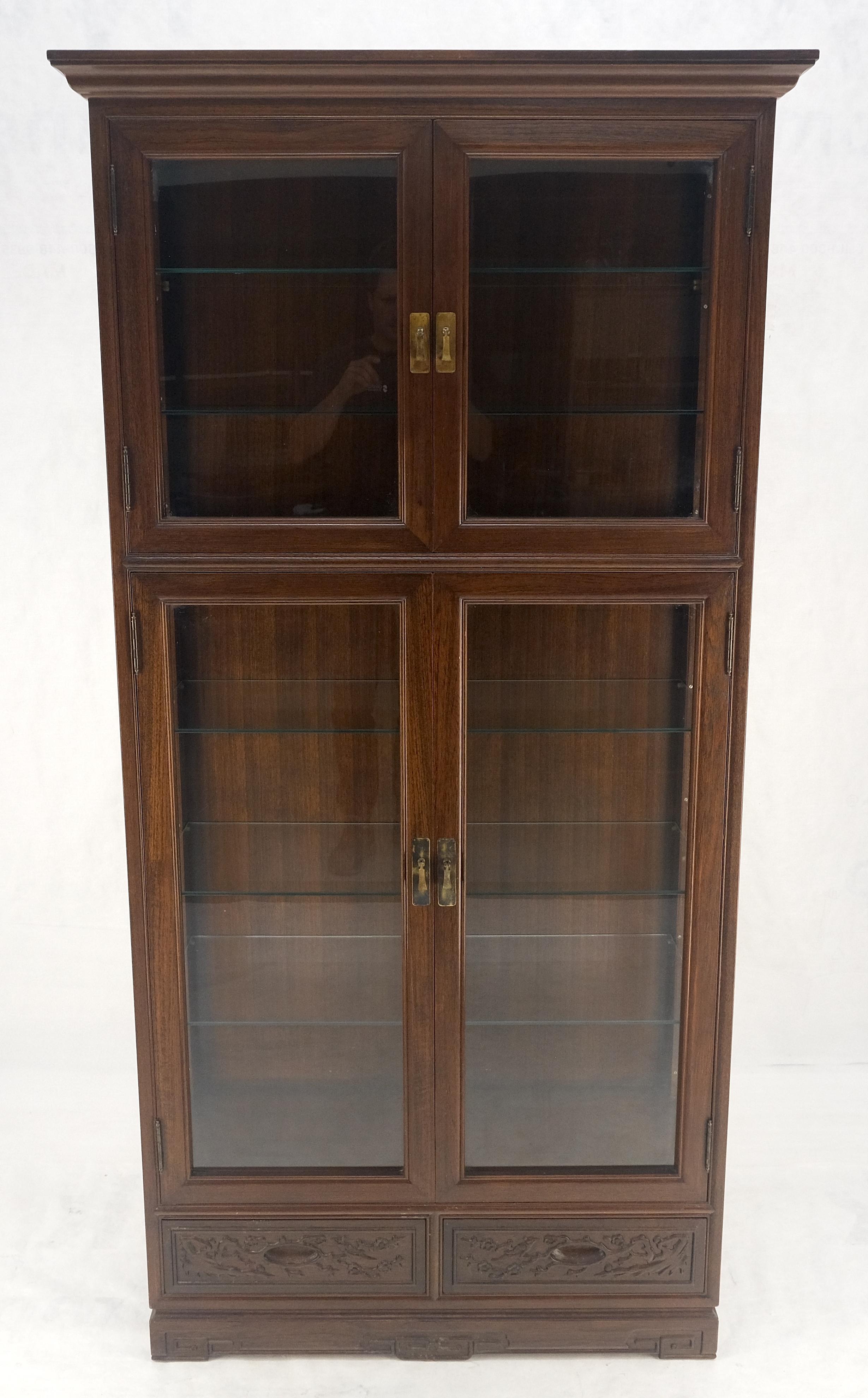 4 ante in teak intagliato 5 ripiani 2 cassetti in basso 72