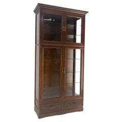 4 Puertas Teca Tallada 5 Estantes 2 Cajones Inferiores Vitrina Mueble Curio Alto 72
