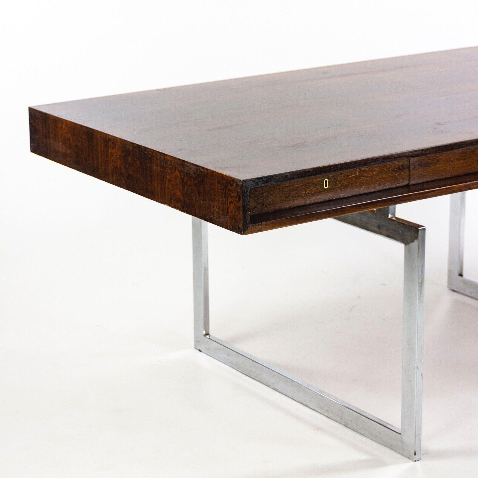 Metalwork 4-Drawer Bodil Kjaer Desk for E. Pedersen & Son of Denmark in Brazilian Rosewood For Sale