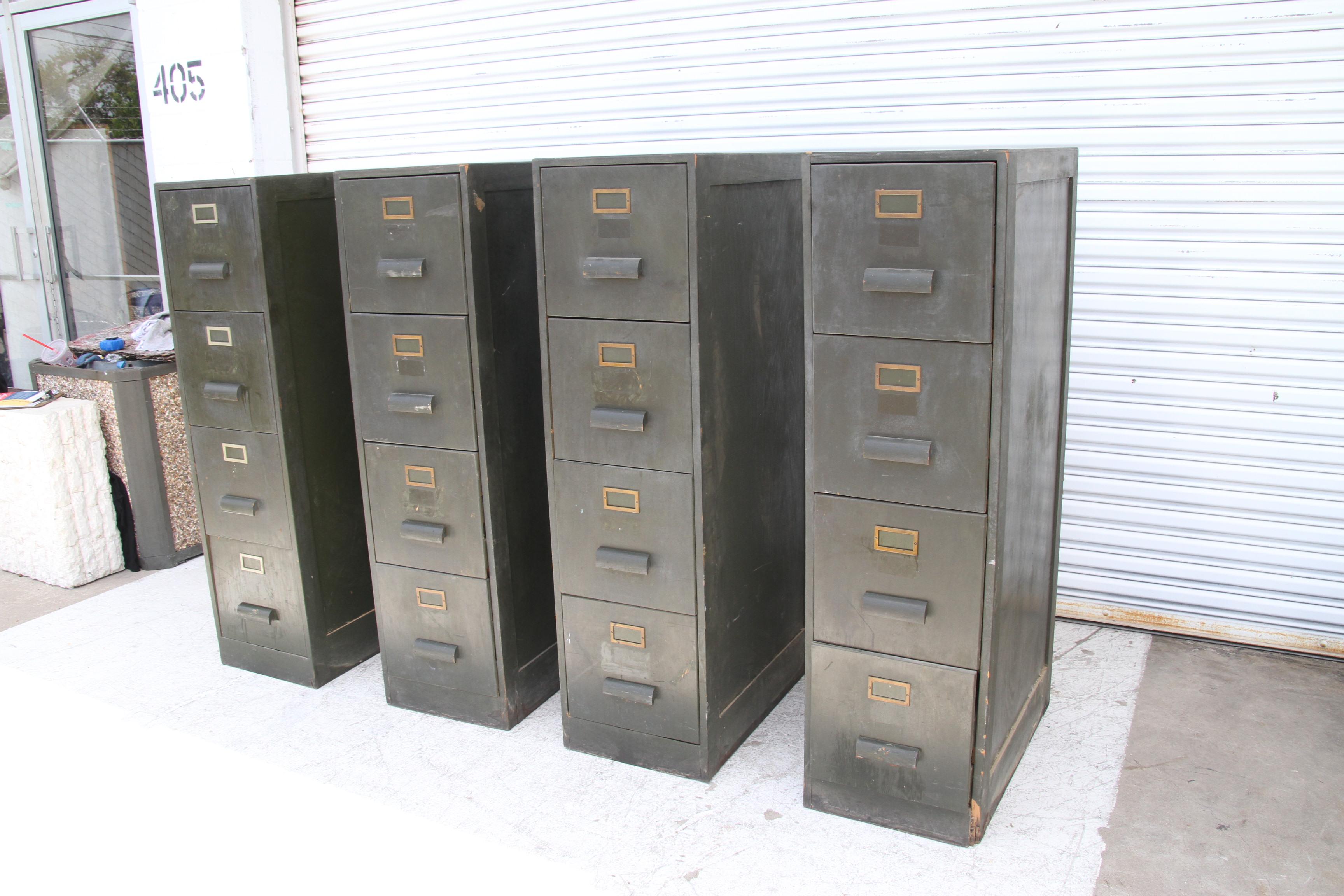 20th Century 4 Drawer Painted Wood File Cabinets For Sale