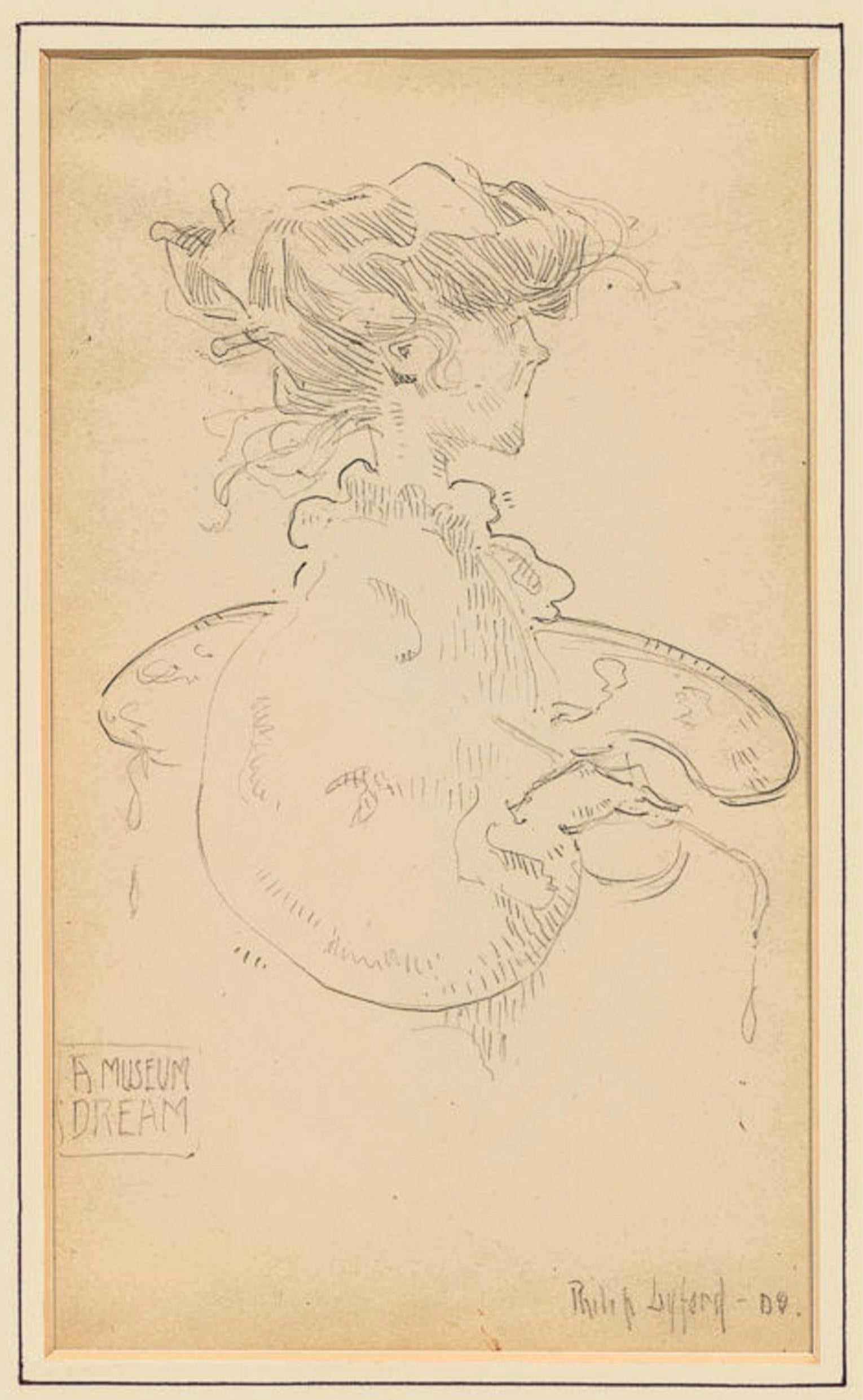 Americano Antico 3 disegni di un artista di Boston, firmato il 2 giugno 1908, D2 in vendita