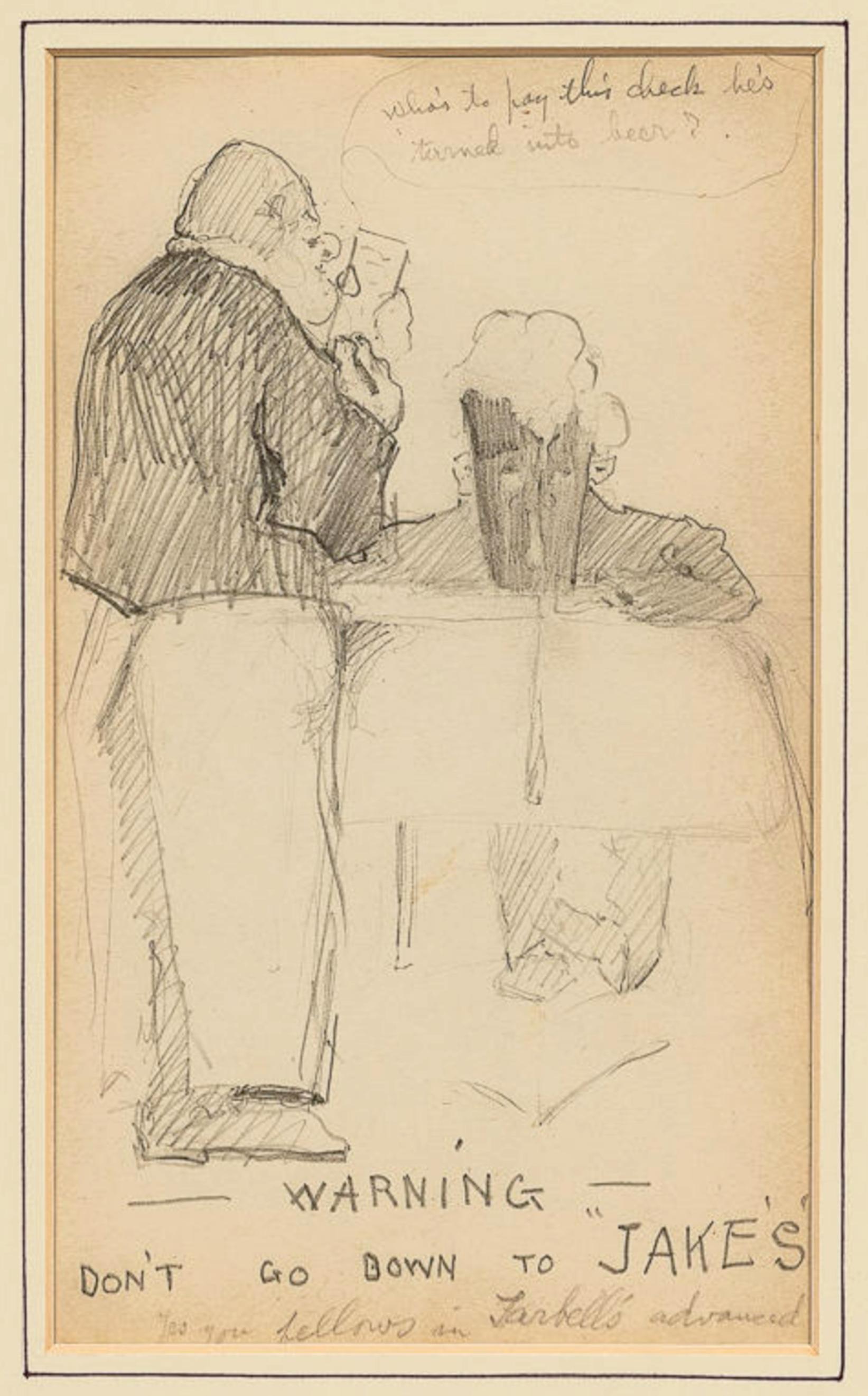 Dipinto a mano Antico 3 disegni di un artista di Boston, firmato il 2 giugno 1908, D2 in vendita