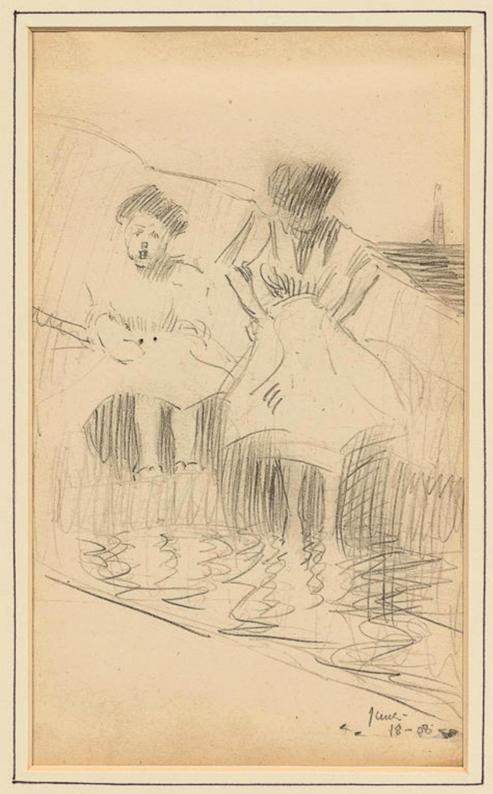 Antico 3 disegni di un artista di Boston, firmato il 2 giugno 1908, D2 In condizioni ottime in vendita a Norton, MA