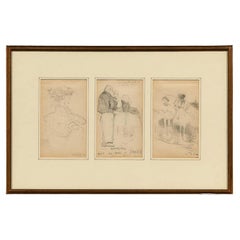 3 dessins anciens d'un artiste de Boston, signés le 2 juin 1908, D2