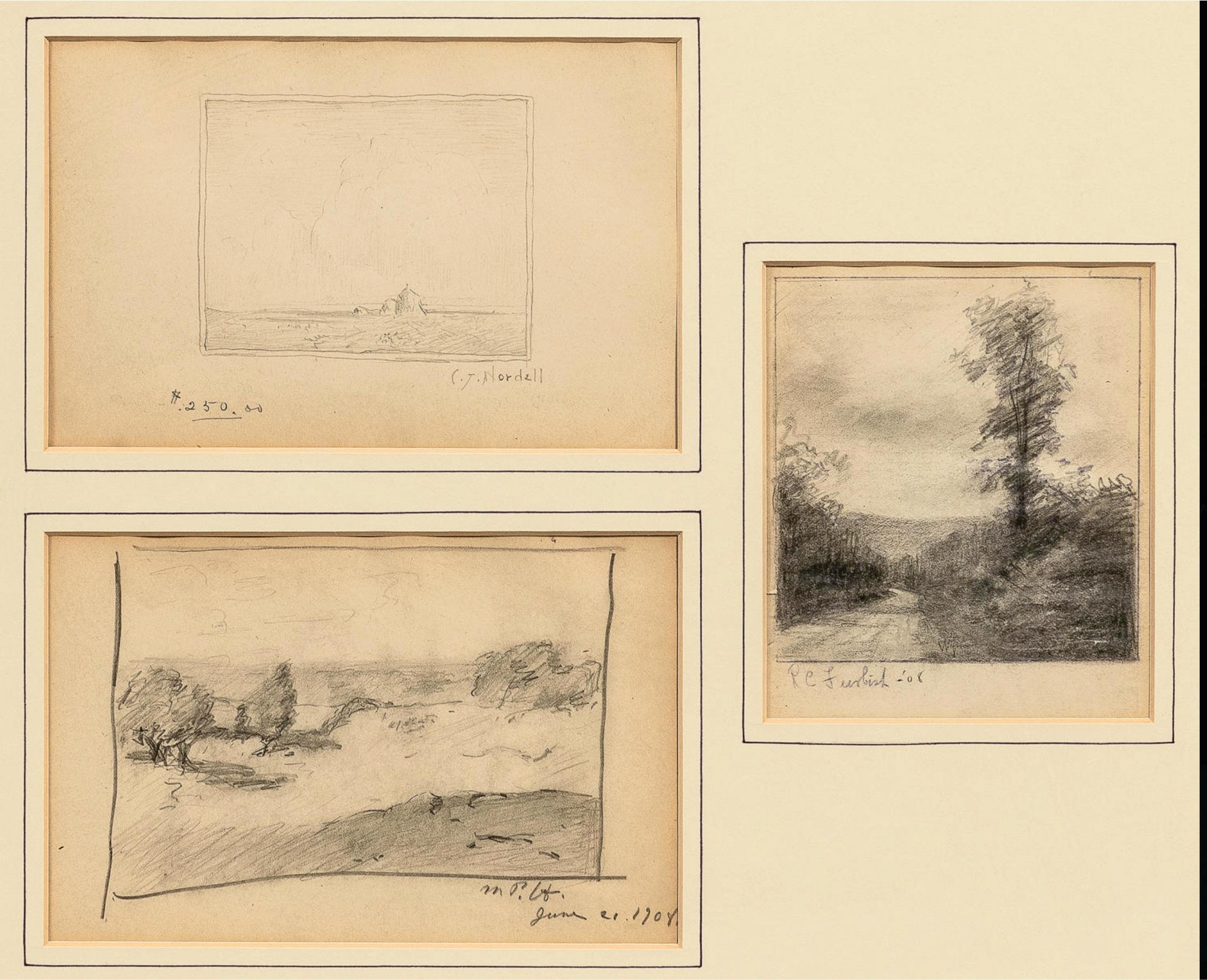 3 Drawings by a Boston Artist, Signed June 21, 1908, D4
Three drawings of figures, two 7