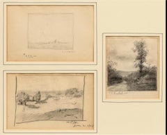 Antique 3 Drawings by a Boston Artist, Signed June 21, 1908, D4