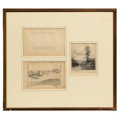 Antique 3 Drawings by a Boston Artist, Signed June 21, 1908, D4