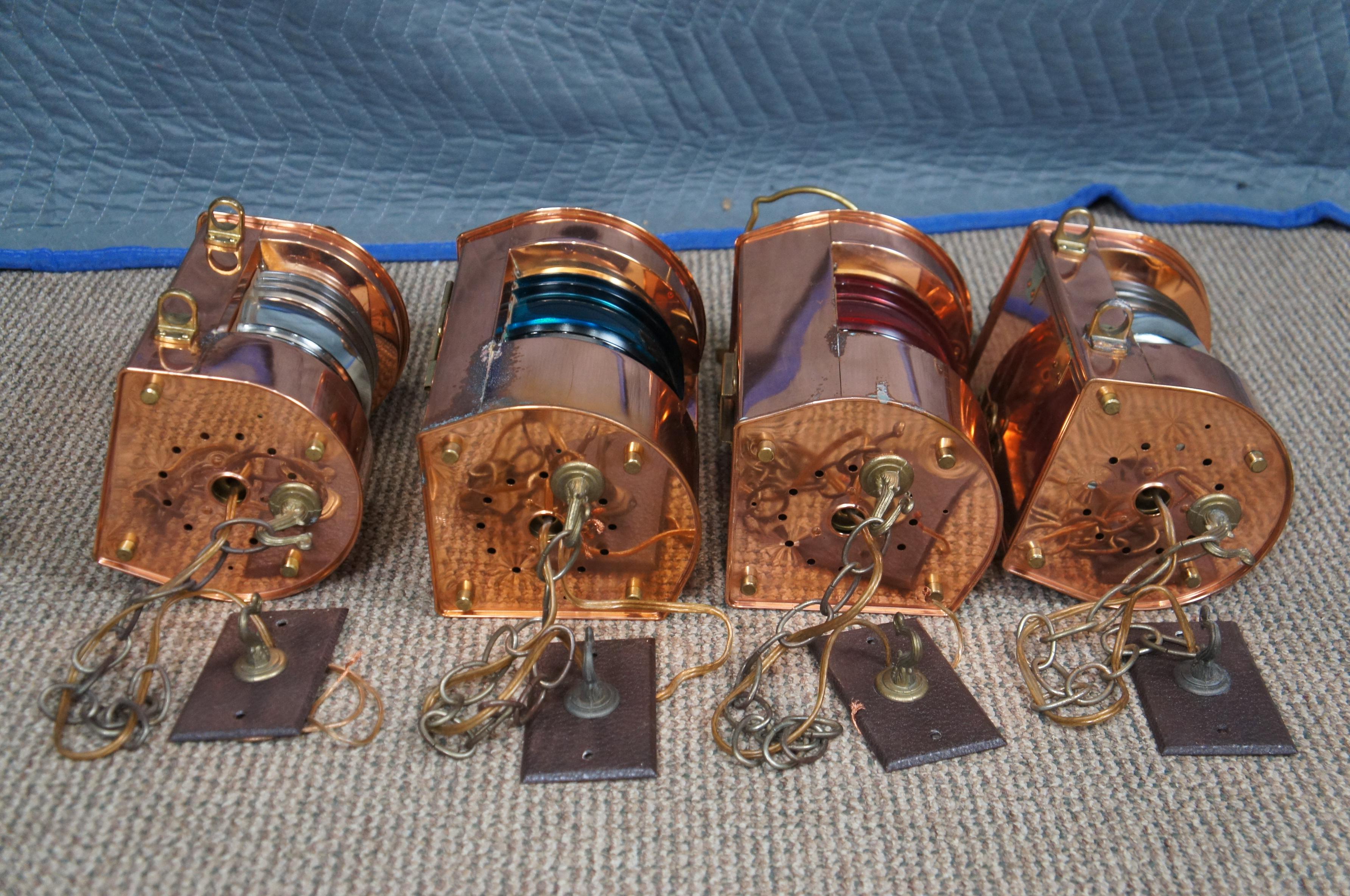 4 Dutch Copper Nautical Maritime Ship Lanterns Light Stuurboord Bakboord Holland 1