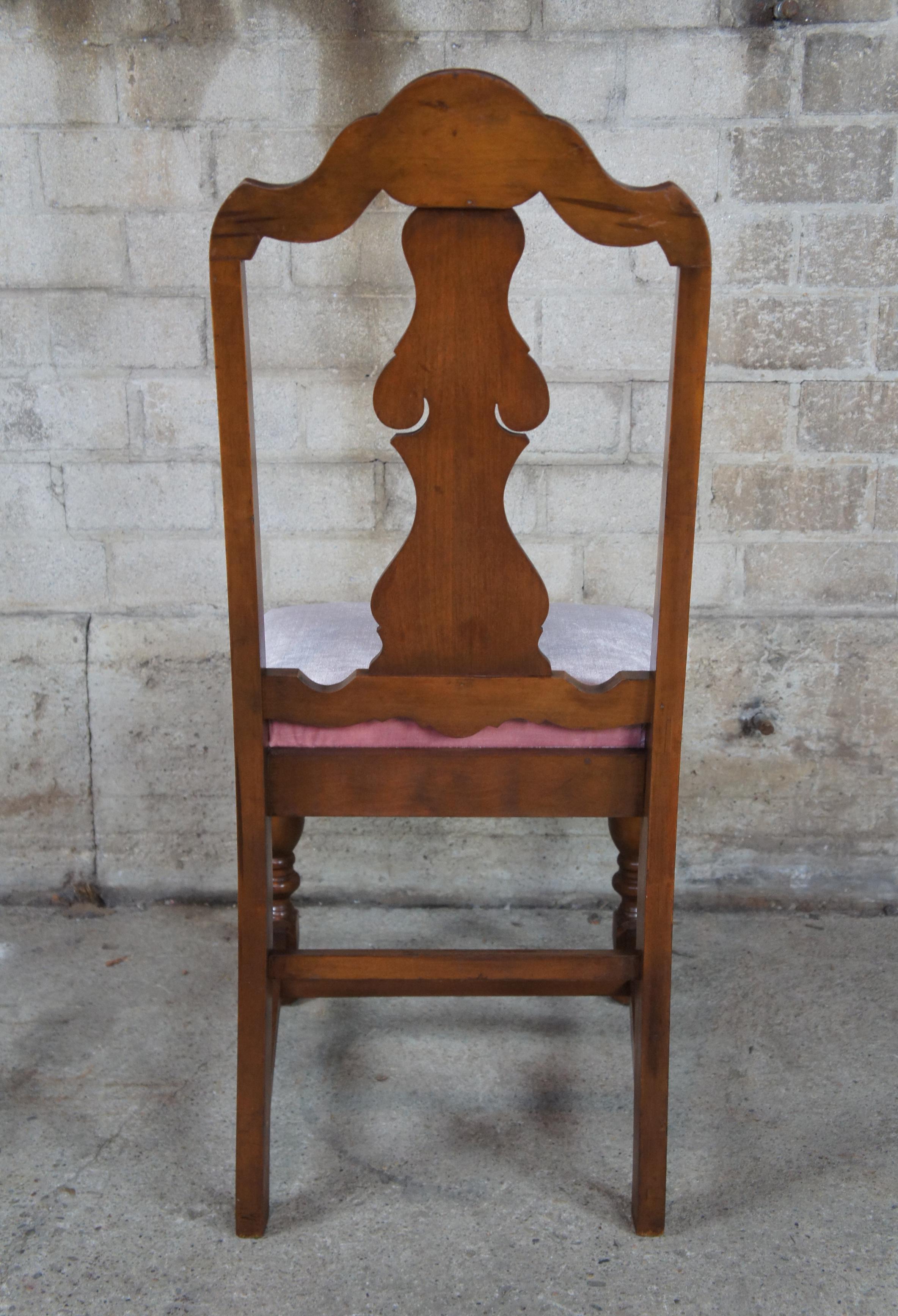 4 Early 20th Century Antique Jacobean Revival Burled Walnut Dining Side Chairs 7