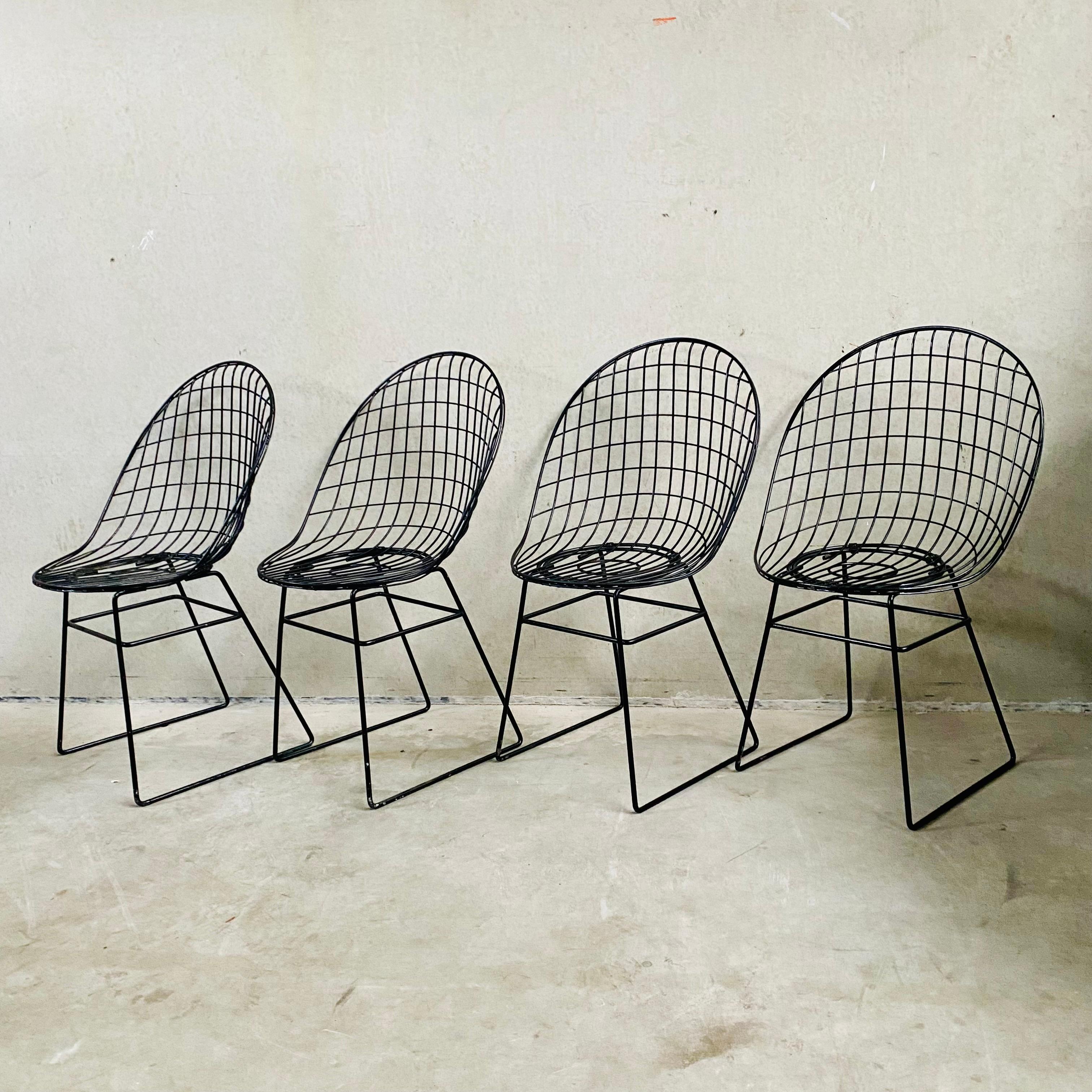 4 Early Edition Wire Chairs by Cees Braakman & A. Dekker for UMS Pastoe, 1950 For Sale 7