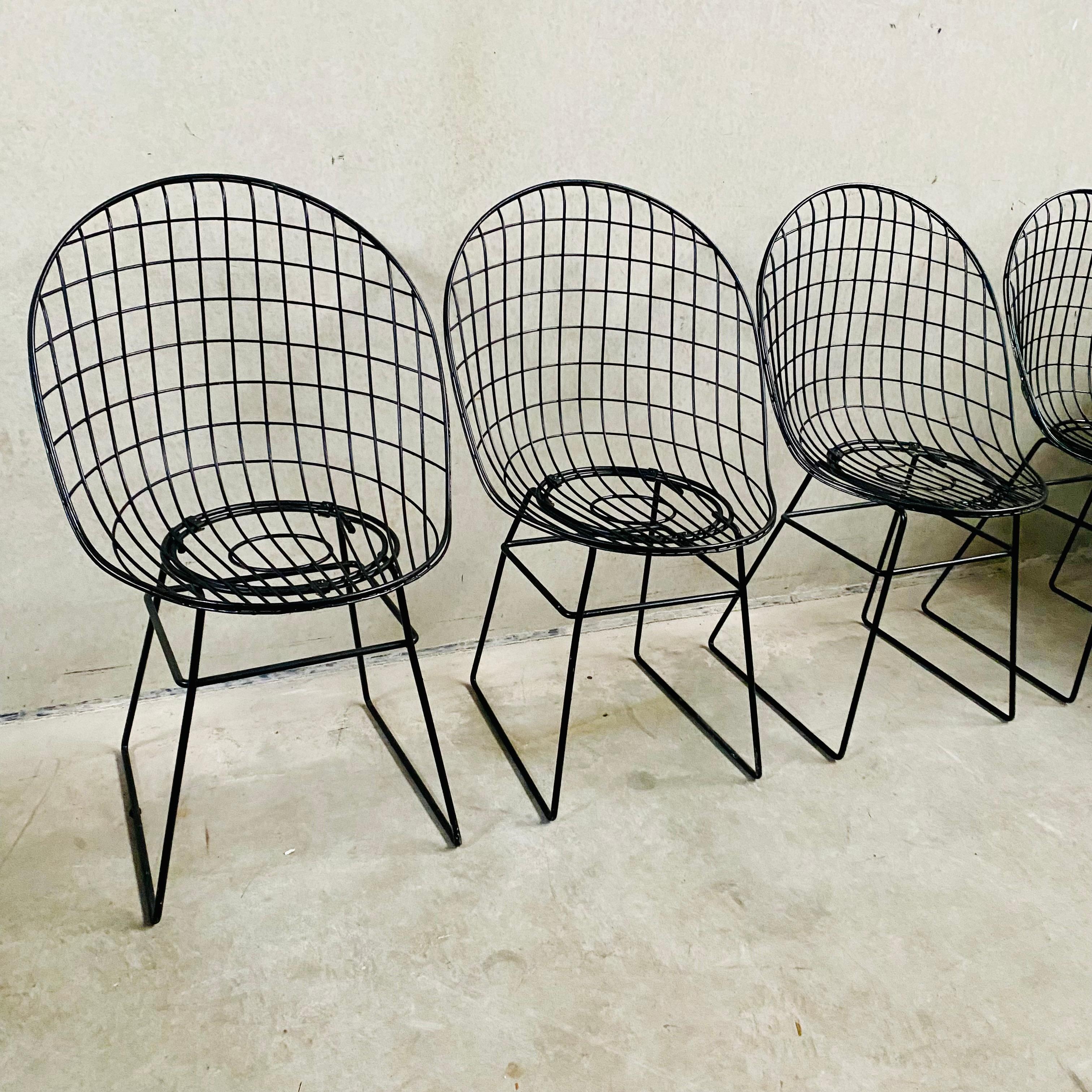 4 Early Edition Wire Chairs by Cees Braakman & A. Dekker for UMS Pastoe, 1950 For Sale 10