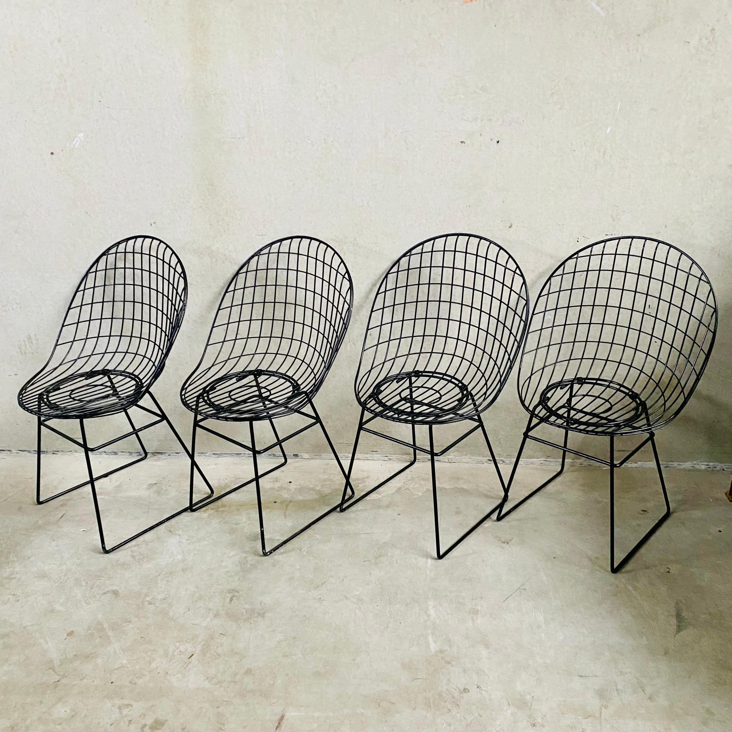 Dutch 4 Early Edition Wire Chairs by Cees Braakman & A. Dekker for UMS Pastoe, 1950 For Sale