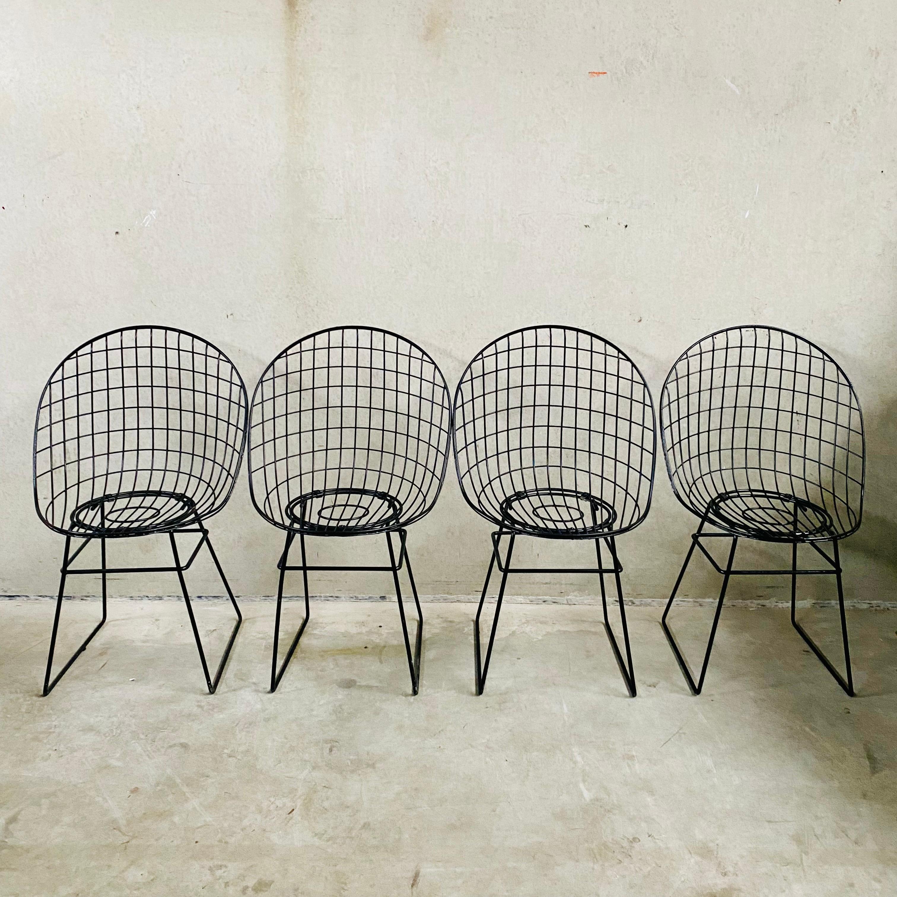 Mid-20th Century 4 Early Edition Wire Chairs by Cees Braakman & A. Dekker for UMS Pastoe, 1950 For Sale